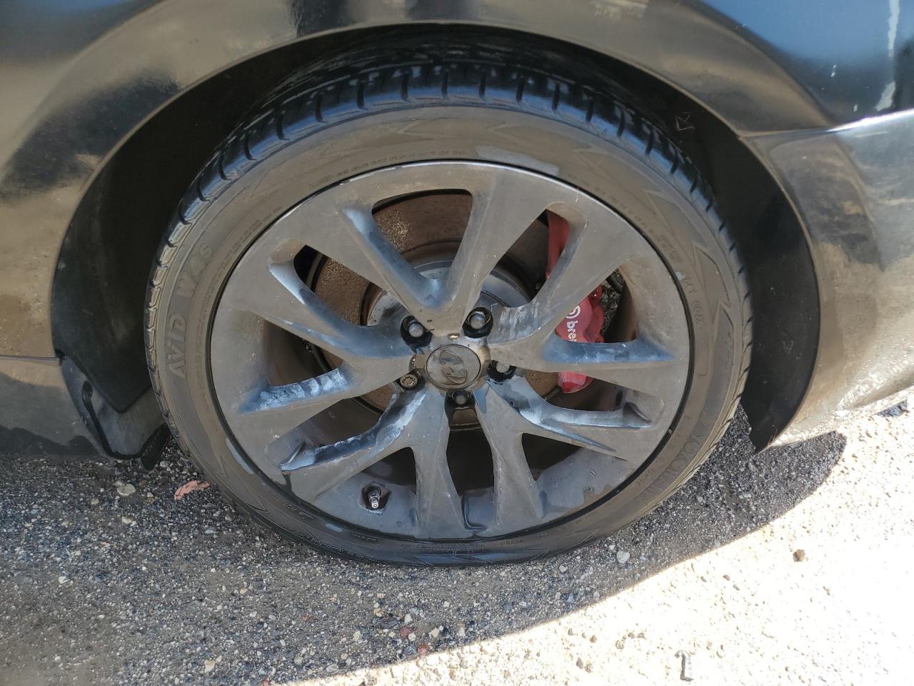 2014 Hyundai Genesis Coupe 2.0t Black vin: KMHHT6KD3EU121243 Damage: Left Rear Wheel, Curb Rash, 6 To 7 Inches