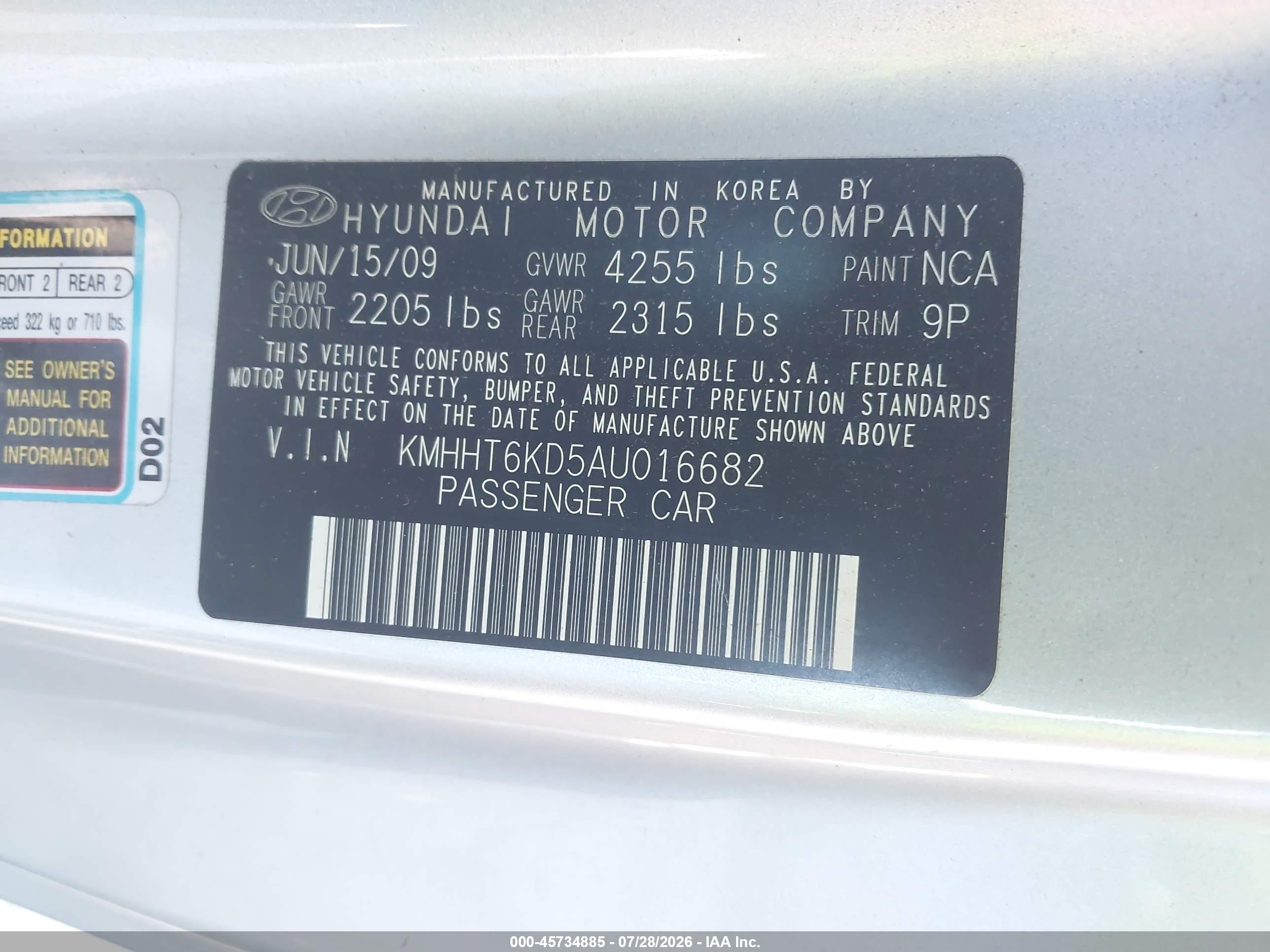 2010 Hyundai Genesis 2.0t Premium Серый vin: KMHHT6KD5AU016682