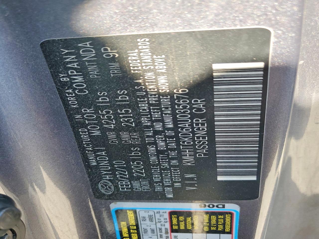 2010 Hyundai Genesis Coupe 2.0t Gray vin: KMHHT6KD6AU035676