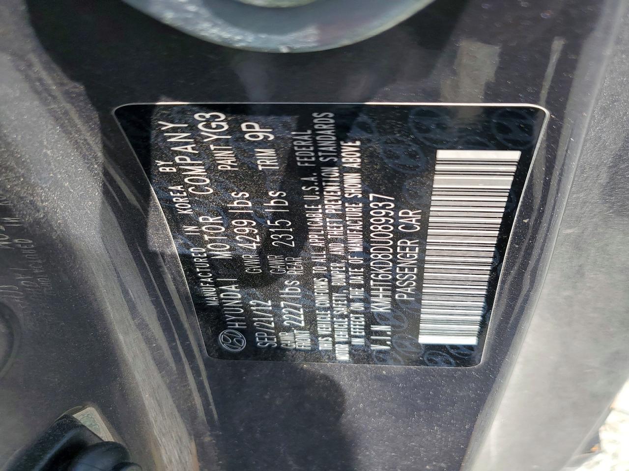 2013 Hyundai Genesis Coupe 2.0t Gray vin: KMHHT6KD8DU089937