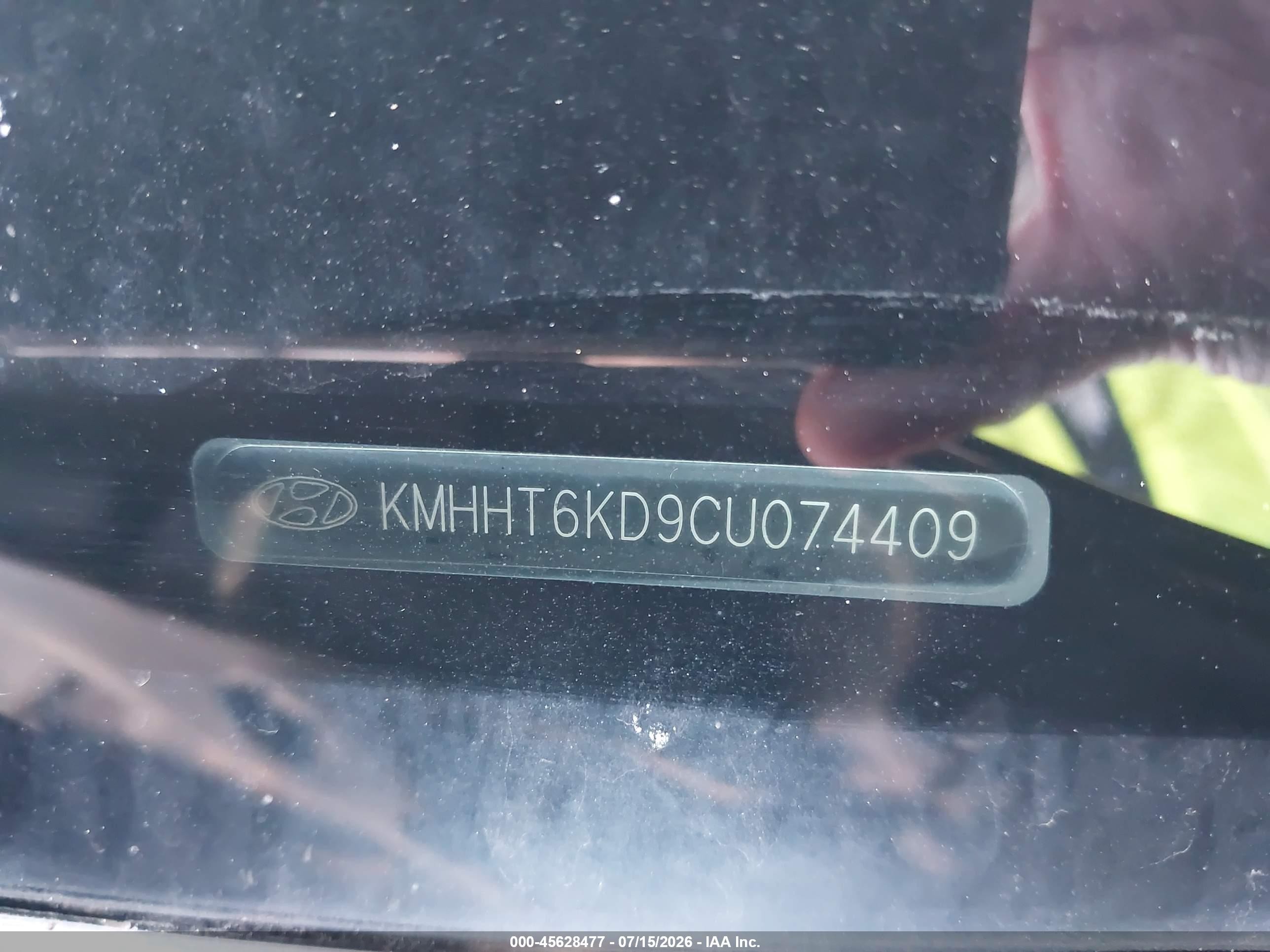 2012 Hyundai Genesis 2.0t Black vin: KMHHT6KD9CU074409