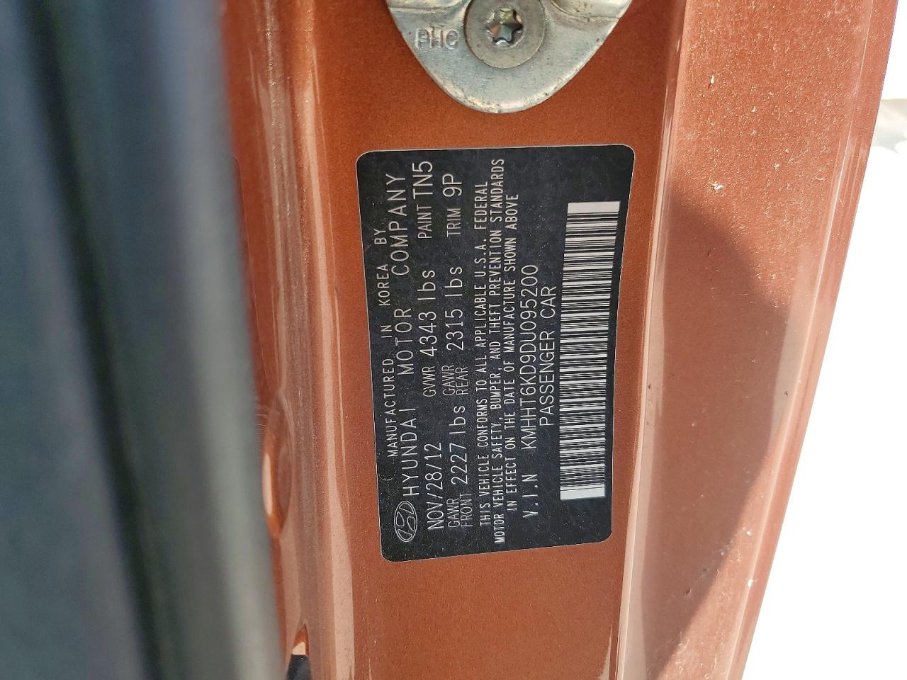 2013 Hyundai Genesis Coupe 2.0t Premium Orange vin: KMHHT6KD9DU095200