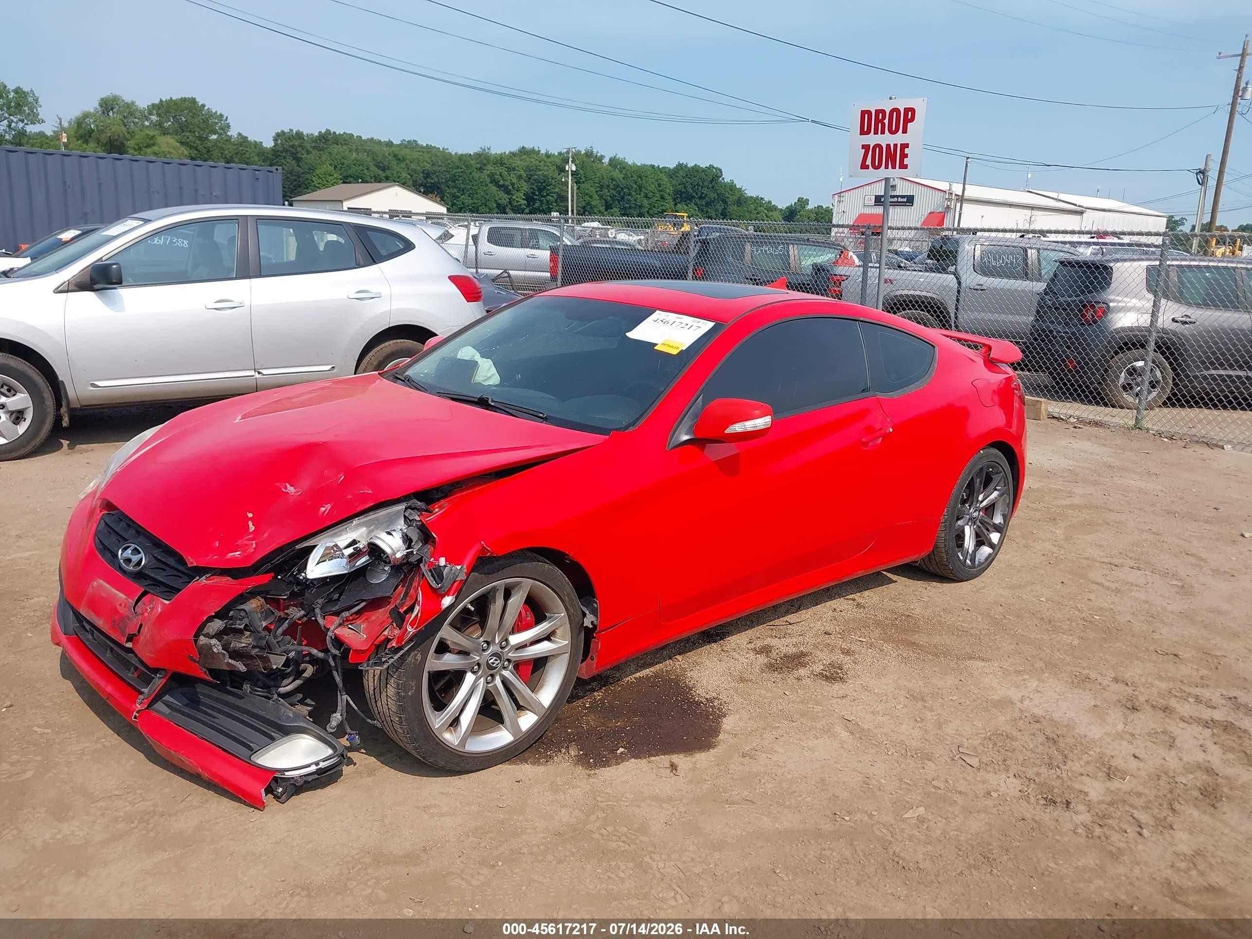 2011 Hyundai Genesis 3.8 Track Red vin: KMHHU6KH1BU055867