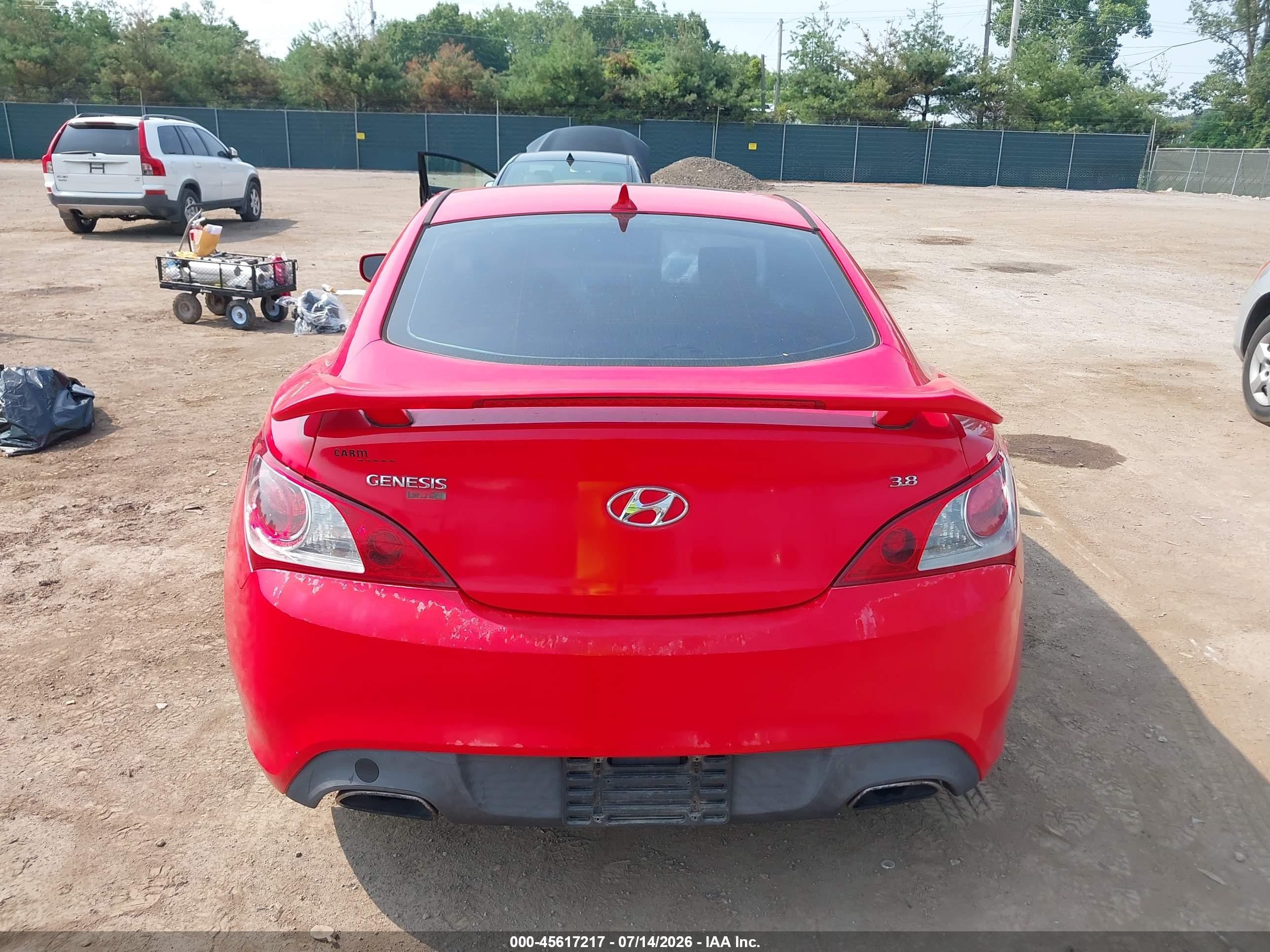 2011 Hyundai Genesis 3.8 Track Red vin: KMHHU6KH1BU055867