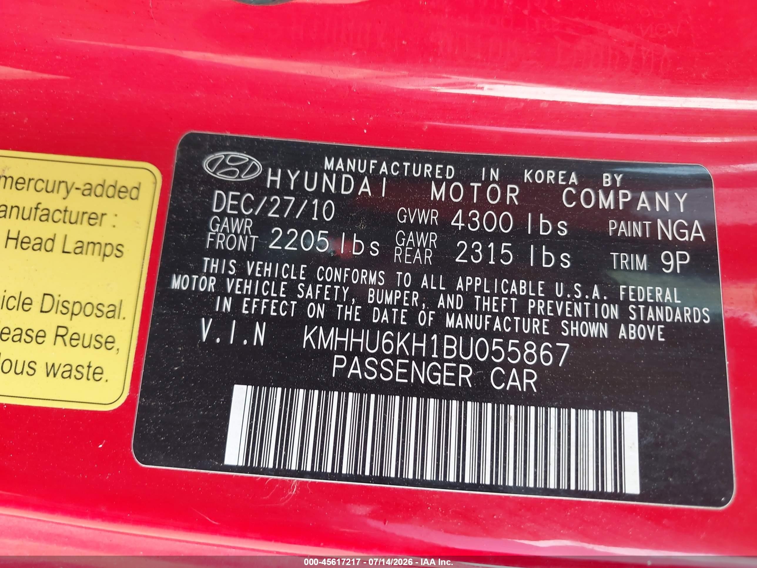 2011 Hyundai Genesis 3.8 Track Red vin: KMHHU6KH1BU055867
