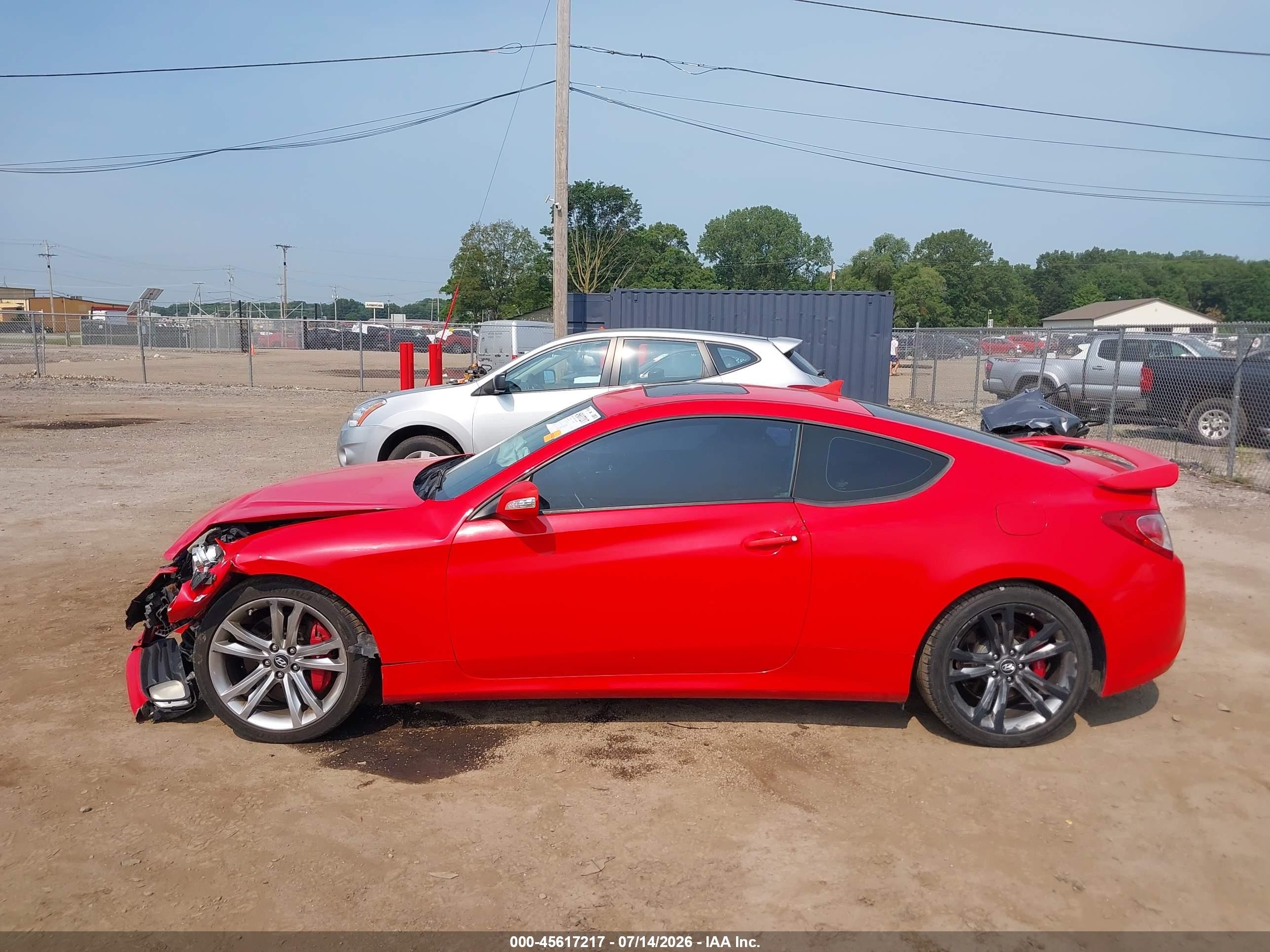 2011 Hyundai Genesis 3.8 Track Red vin: KMHHU6KH1BU055867
