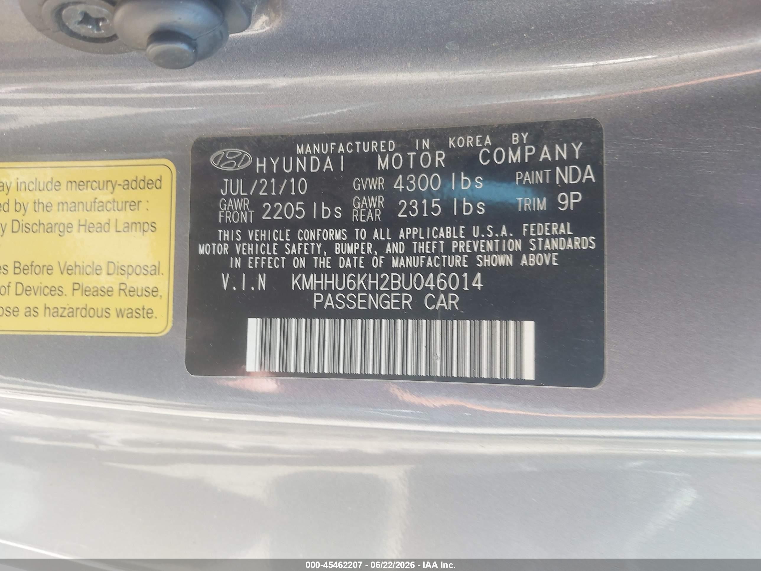 2011 Hyundai Genesis 3.8 Grand Touring Gray vin: KMHHU6KH2BU046014