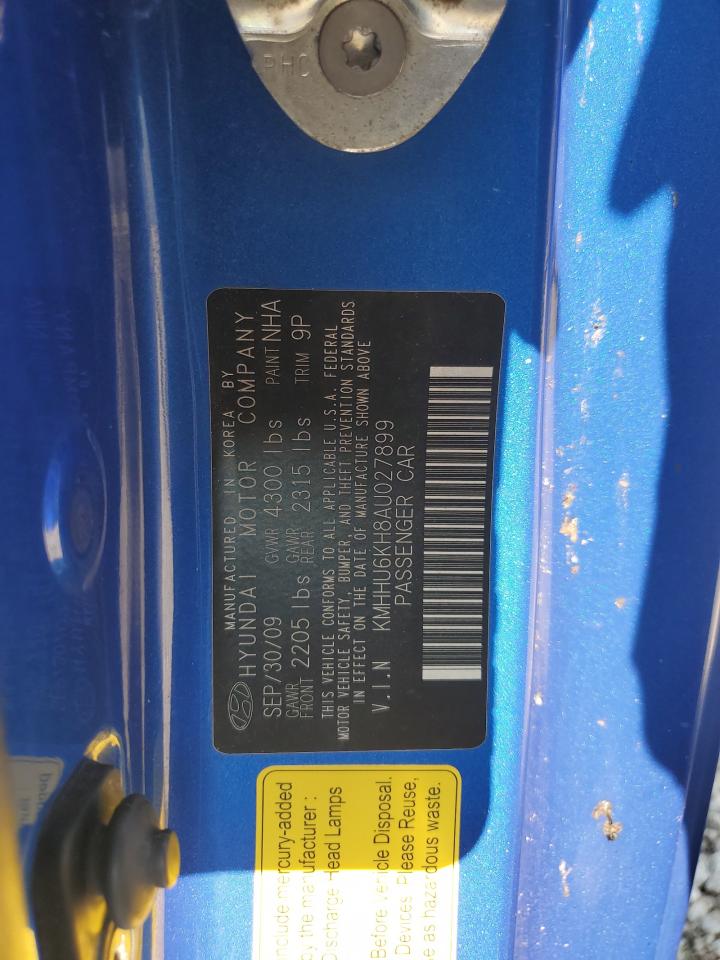 2010 Hyundai Genesis Coupe 3.8l Blue vin: KMHHU6KH8AU027899
