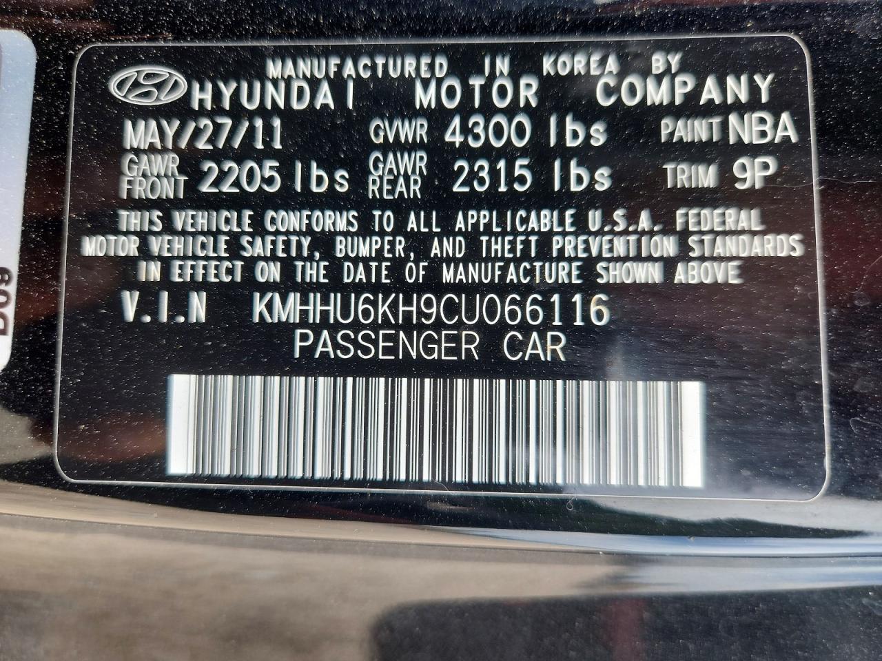 2012 Hyundai Genesis Coupe 3.8l Grand Touring Черный vin: KMHHU6KH9CU066116