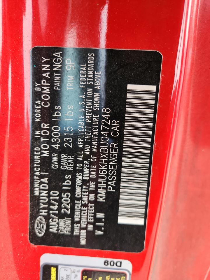 2011 Hyundai Genesis Coupe 3.8l Red vin: KMHHU6KHXBU047248