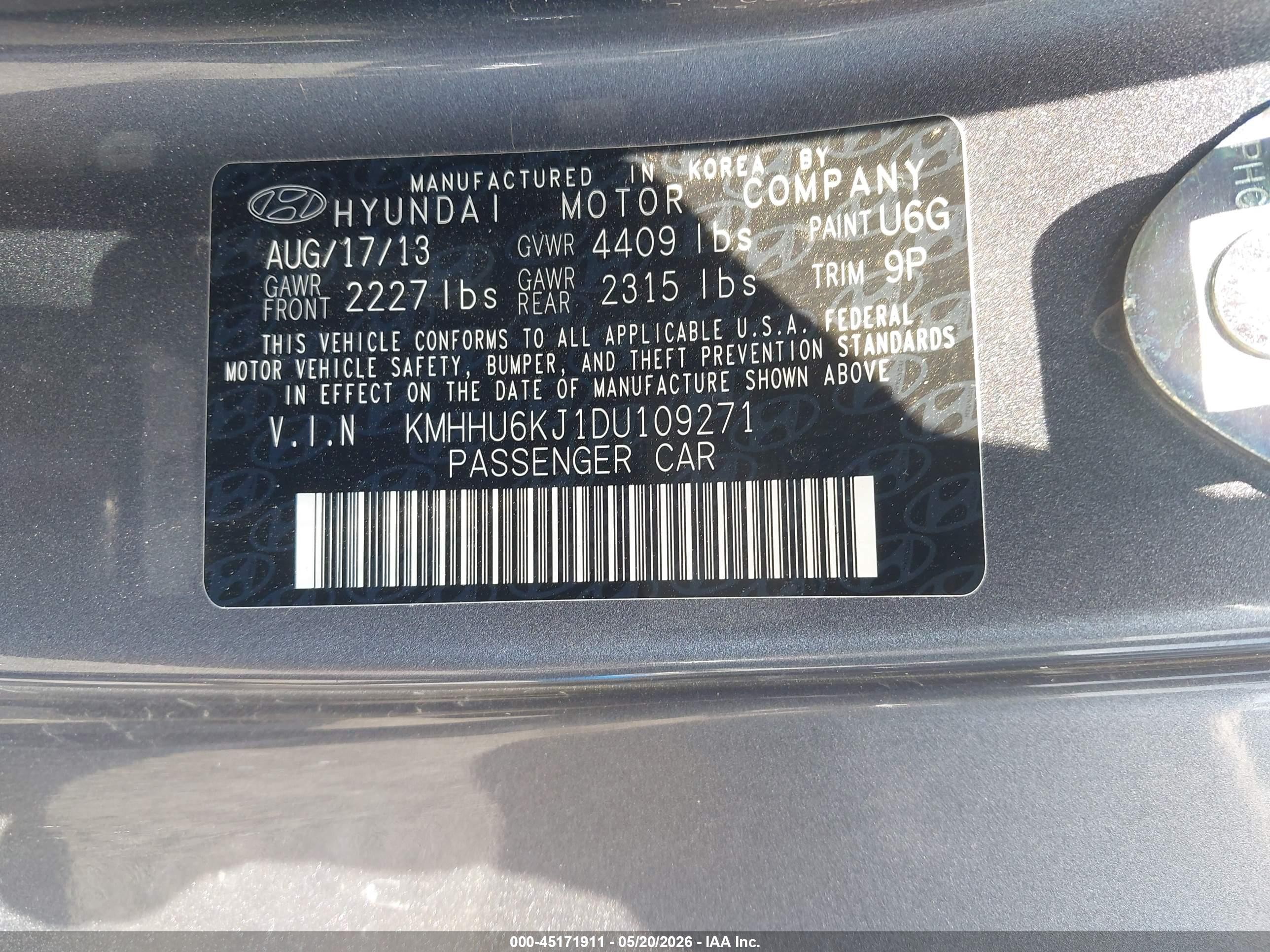 2013 Hyundai Genesis 3.8 Grand Touring Серый vin: KMHHU6KJ1DU109271