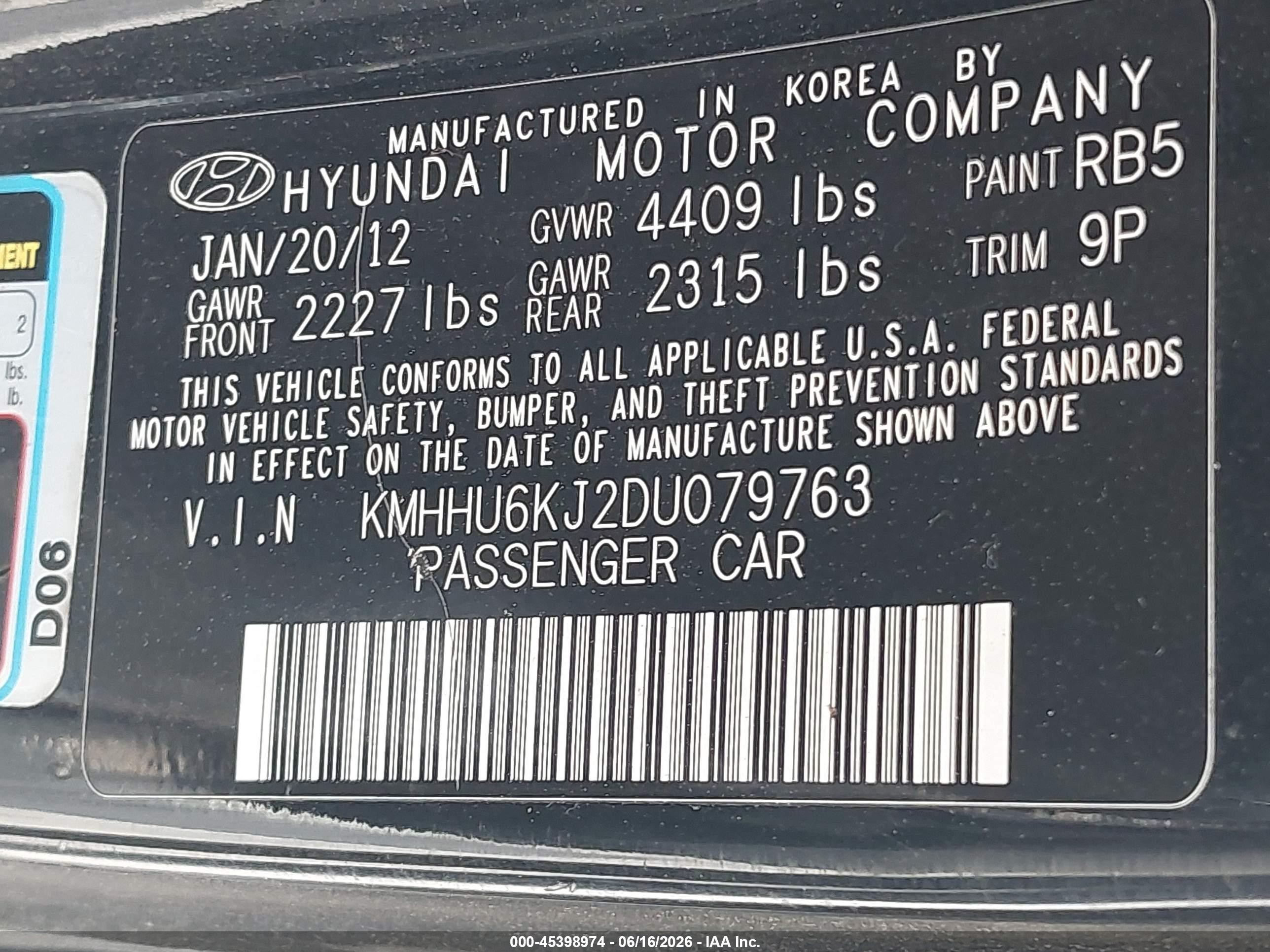 2013 Hyundai Genesis   Black vin: KMHHU6KJ2DU079763