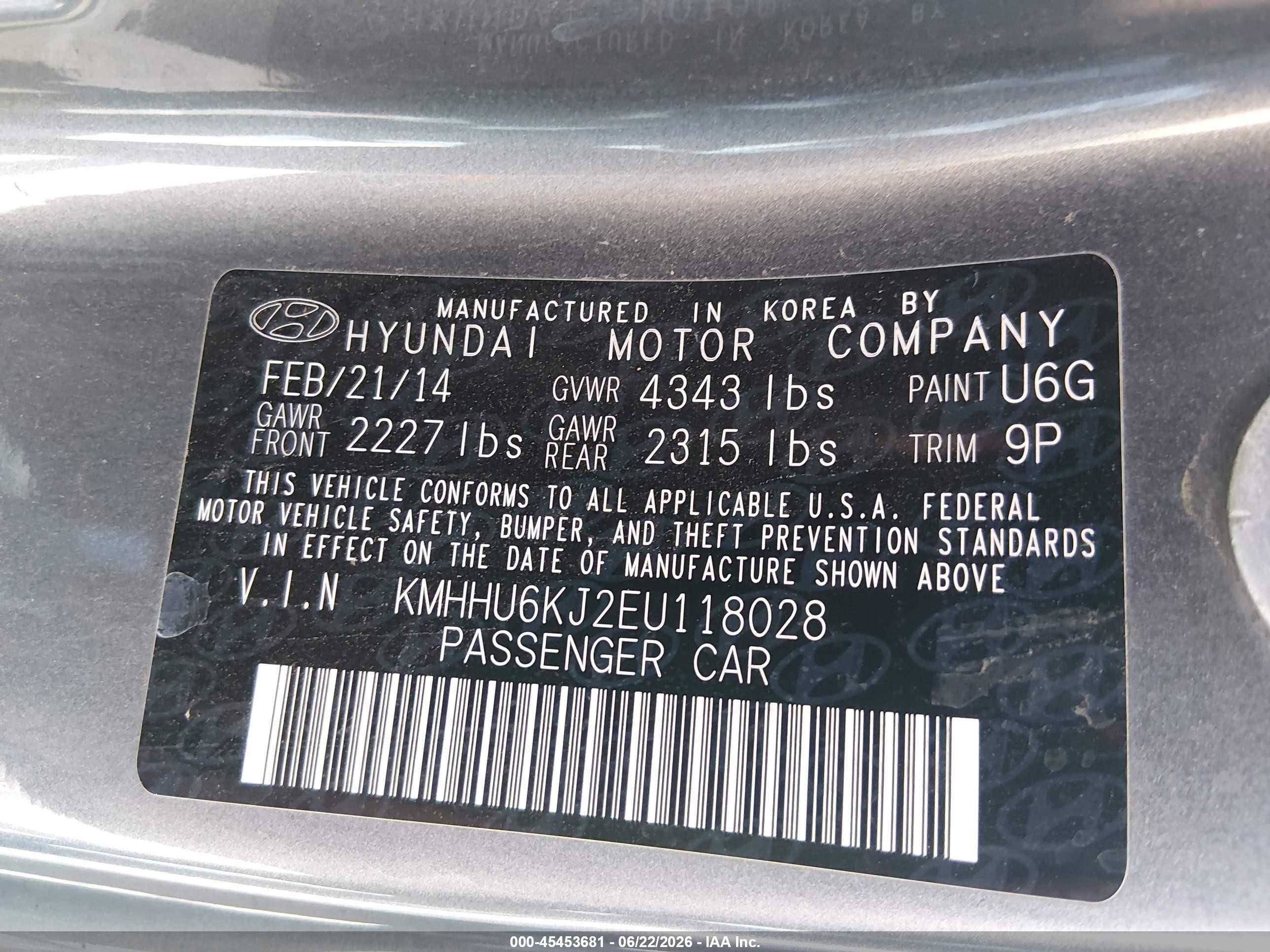 2014 Hyundai Genesis 3.8 R-spec Gray vin: KMHHU6KJ2EU118028