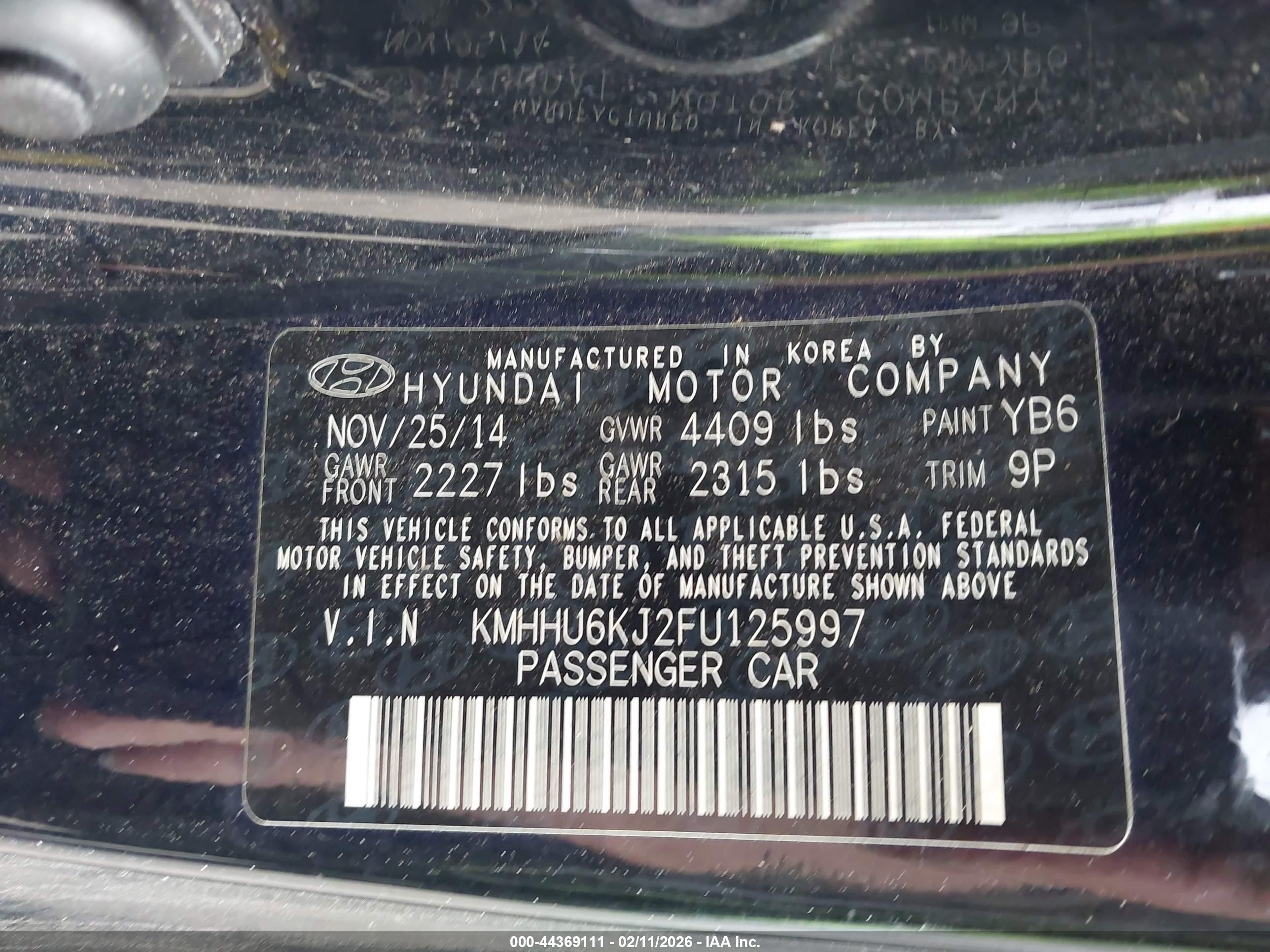 2015 Hyundai Genesis 3.8 Ultimate Черный vin: KMHHU6KJ2FU125997