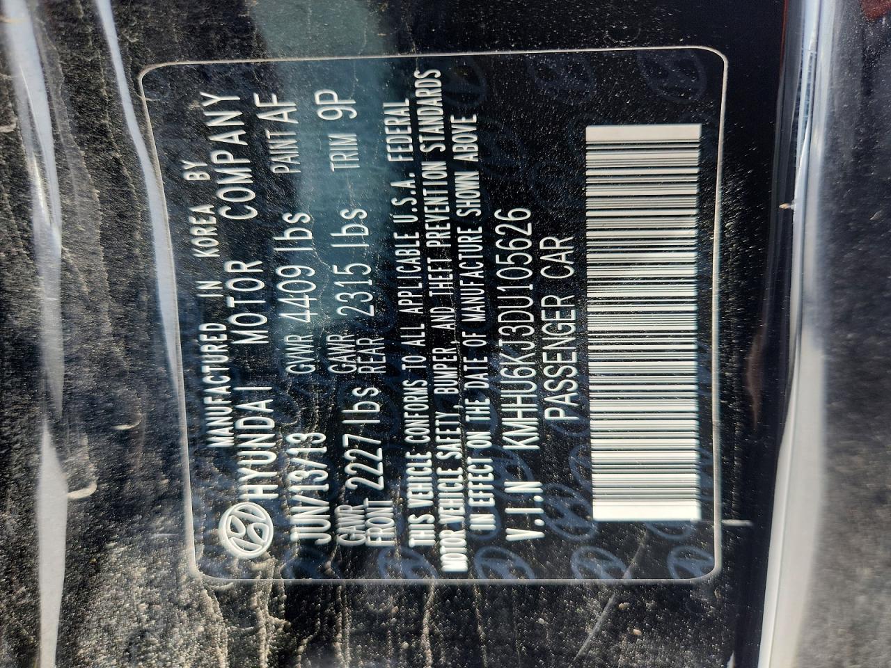 2013 Hyundai Genesis Coupe 3.8l Black vin: KMHHU6KJ3DU105626