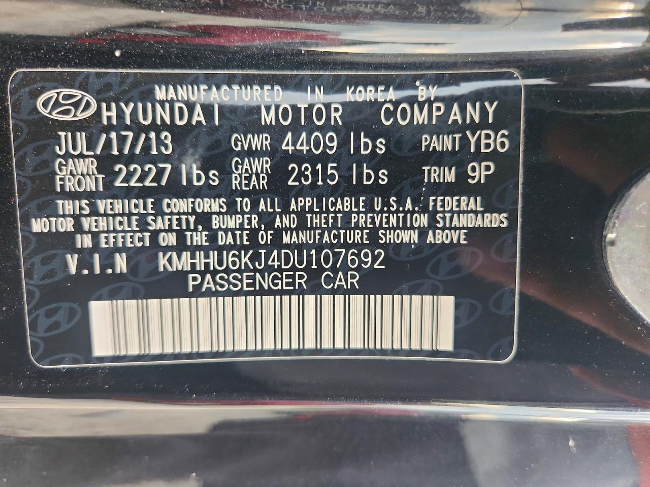 2013 Hyundai Genesis Coupe 3.8 Track Black vin: KMHHU6KJ4DU107692