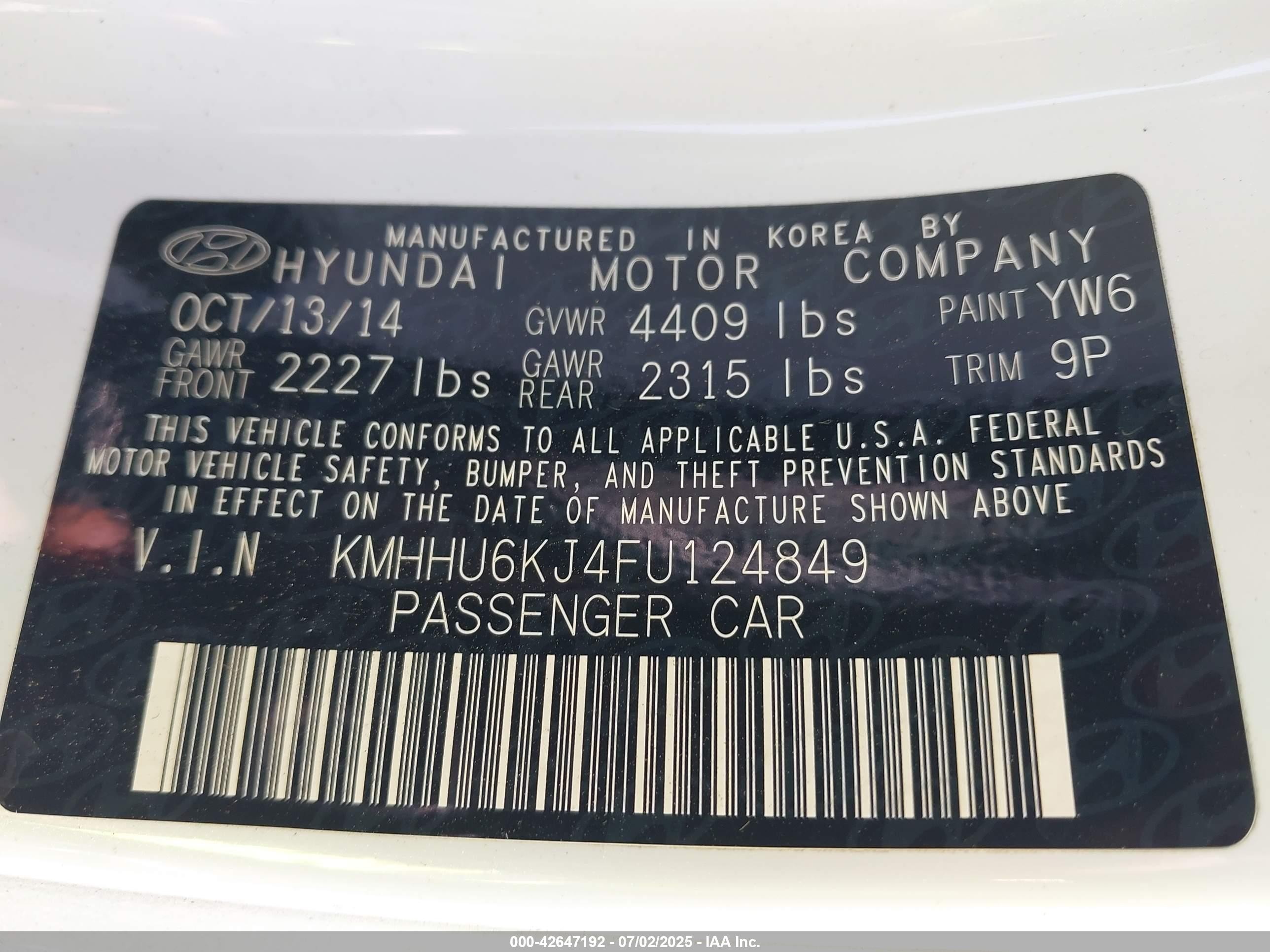 2015 Hyundai Genesis 3.8 Ultimate White vin: KMHHU6KJ4FU124849