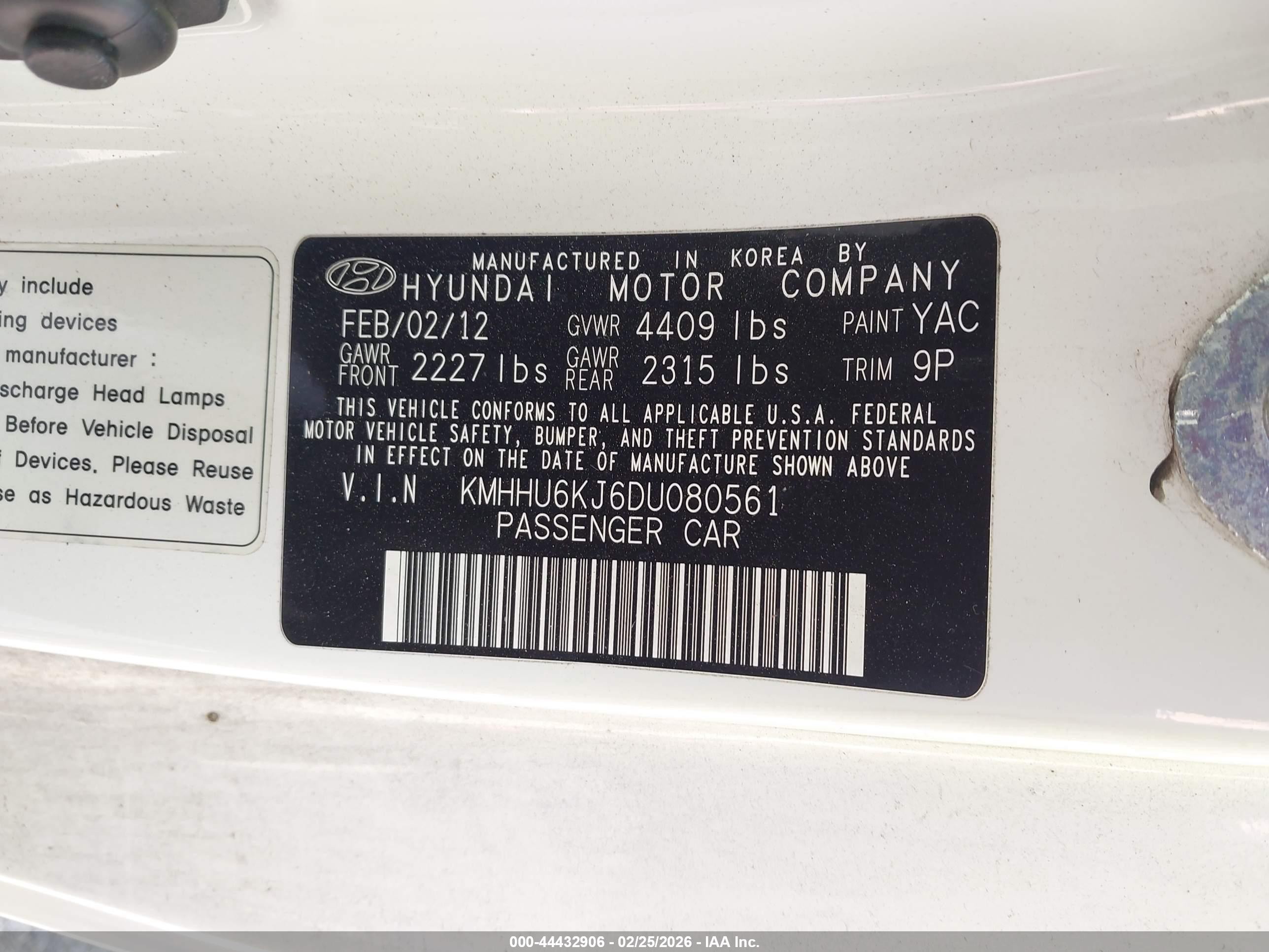 2013 Hyundai Genesis 3.8 Track White vin: KMHHU6KJ6DU080561