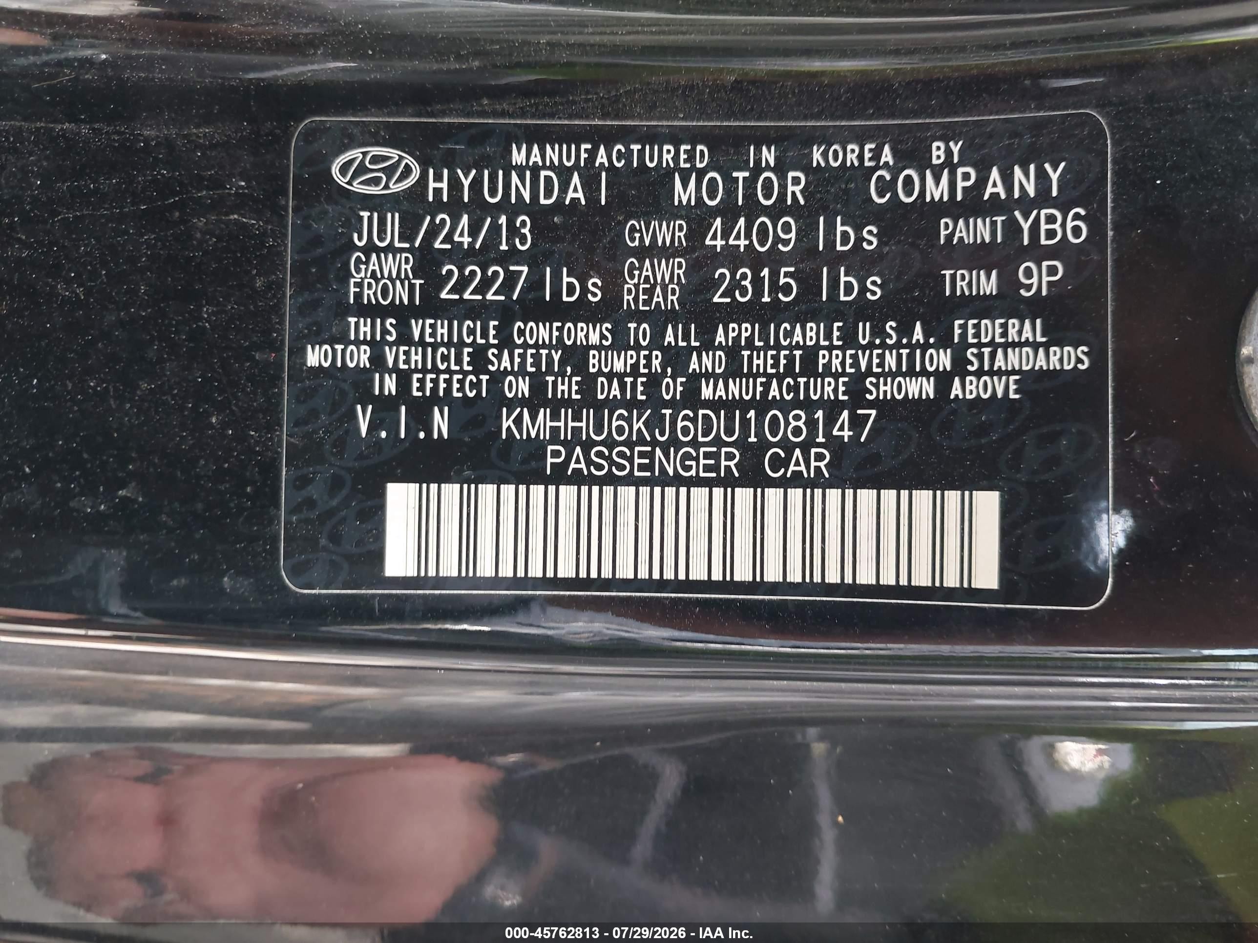 2013 Hyundai Genesis 3.8 Track Black vin: KMHHU6KJ6DU108147