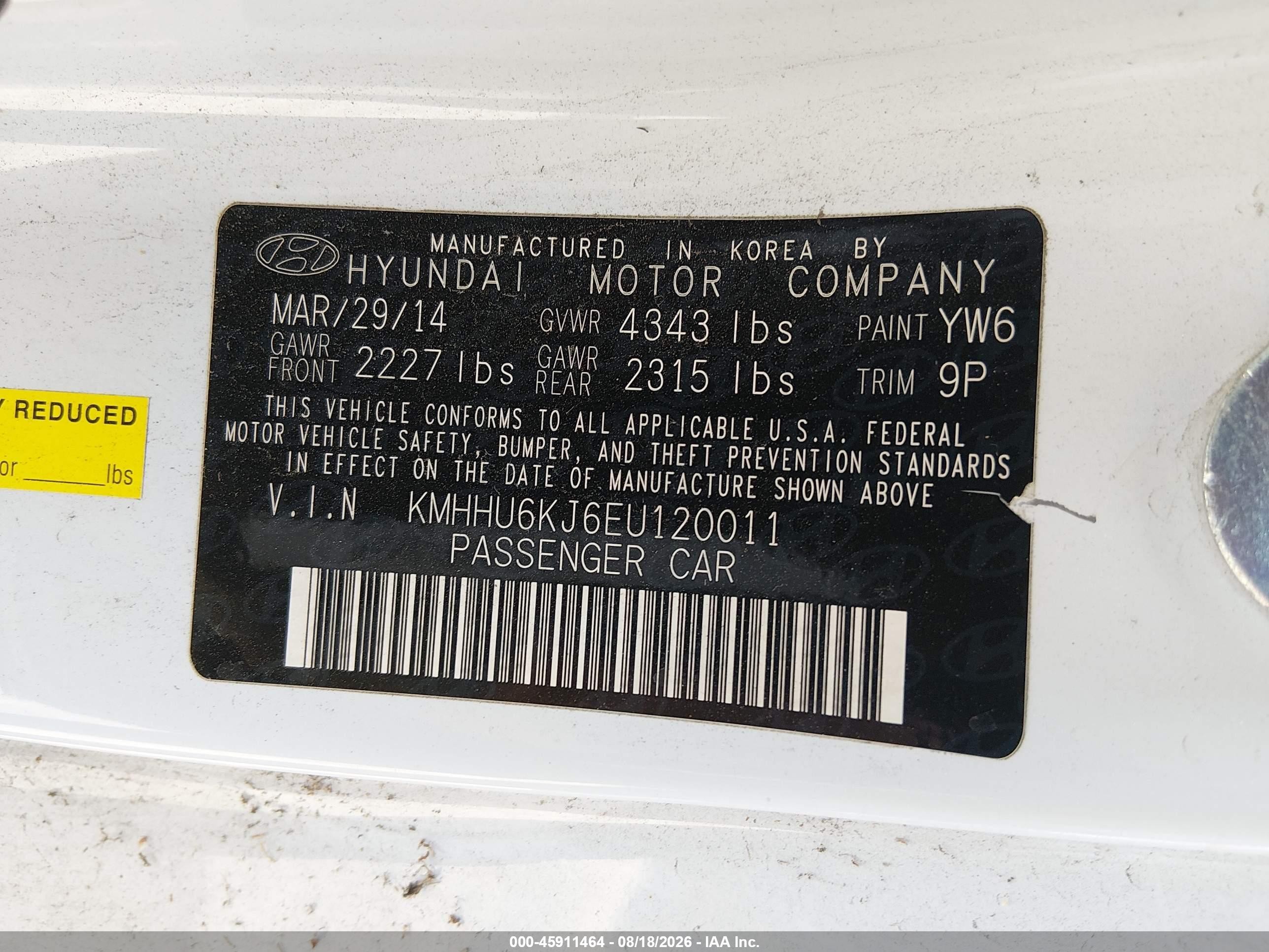 2014 Hyundai Genesis 3.8 R-spec White vin: KMHHU6KJ6EU120011
