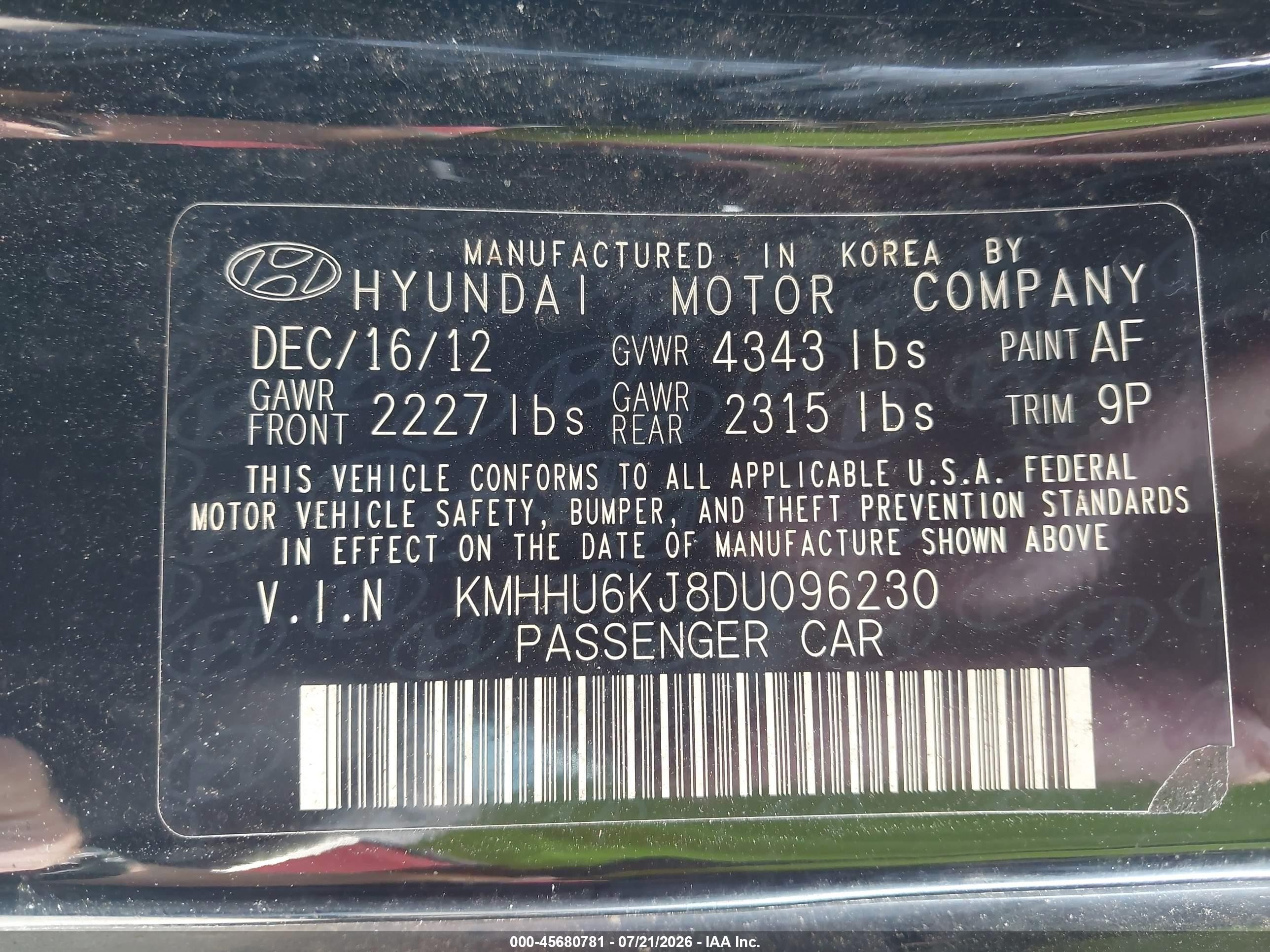 2013 Hyundai Genesis 3.8 R-spec Black vin: KMHHU6KJ8DU096230