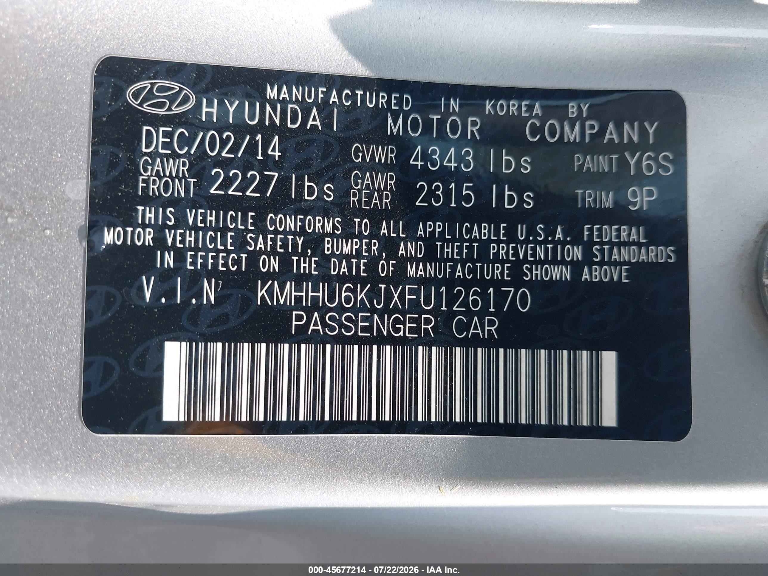 2015 Hyundai Genesis 3.8 Ultimate Серебряный vin: KMHHU6KJXFU126170
