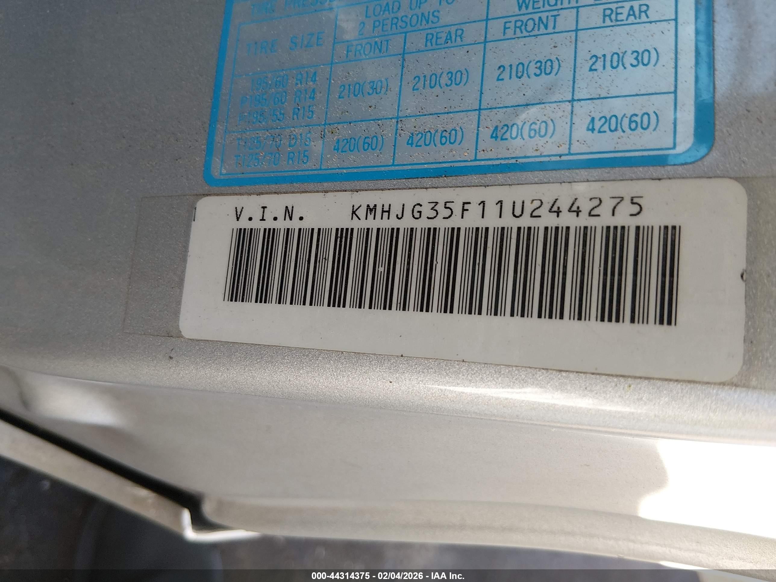 2001 Hyundai Tiburon Base Pkg 1   2 Gray vin: KMHJG35F11U244275