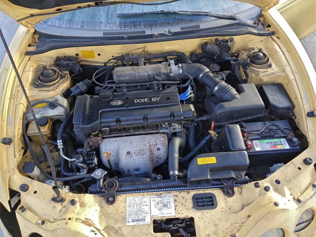 2001 Hyundai Tiburon Yellow vin: KMHJG35F21U219367