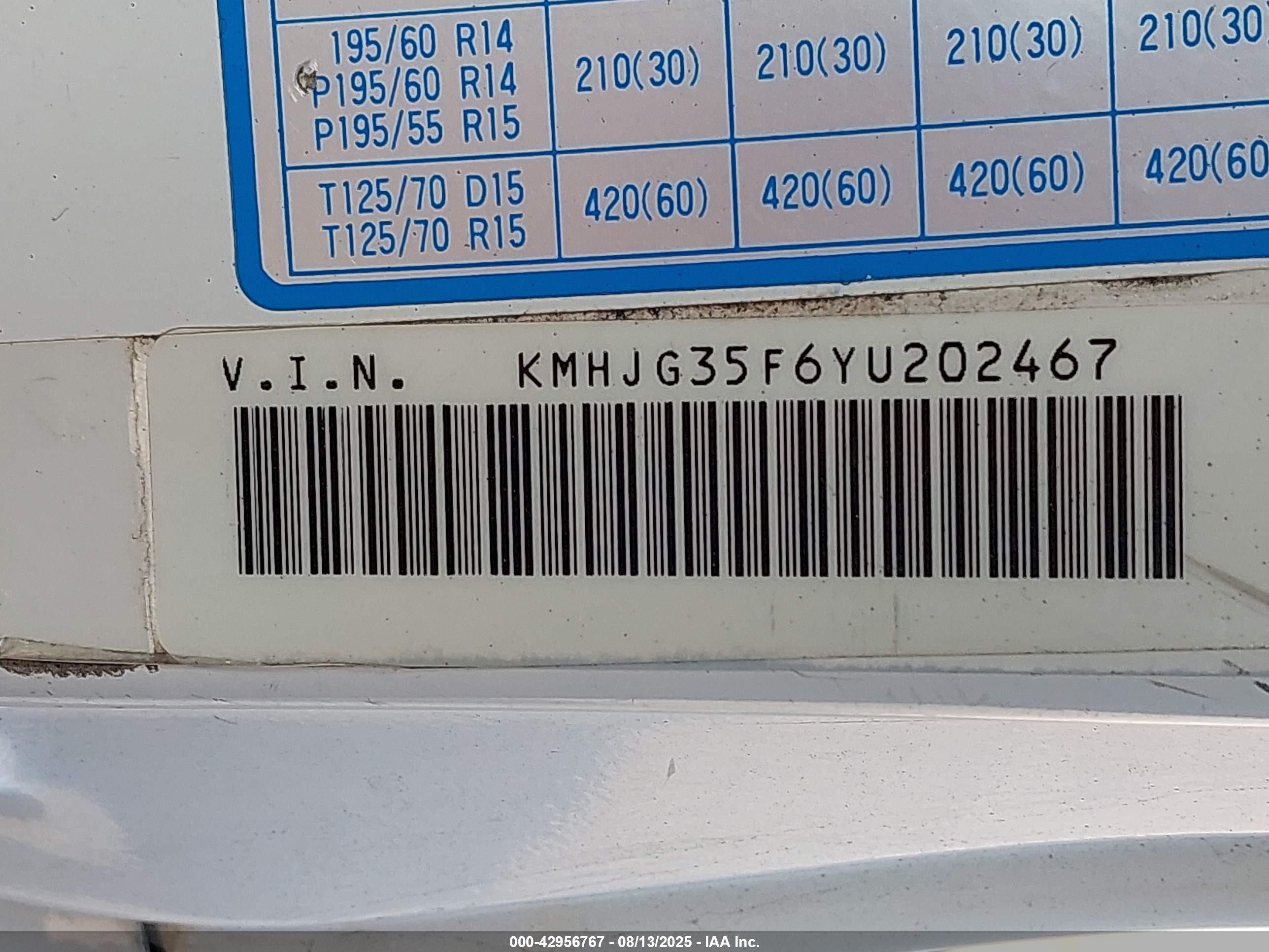 2000 Hyundai Tiburon Base Pkg 1, 2   5/base Pkg 3   4 White vin: KMHJG35F6YU202467