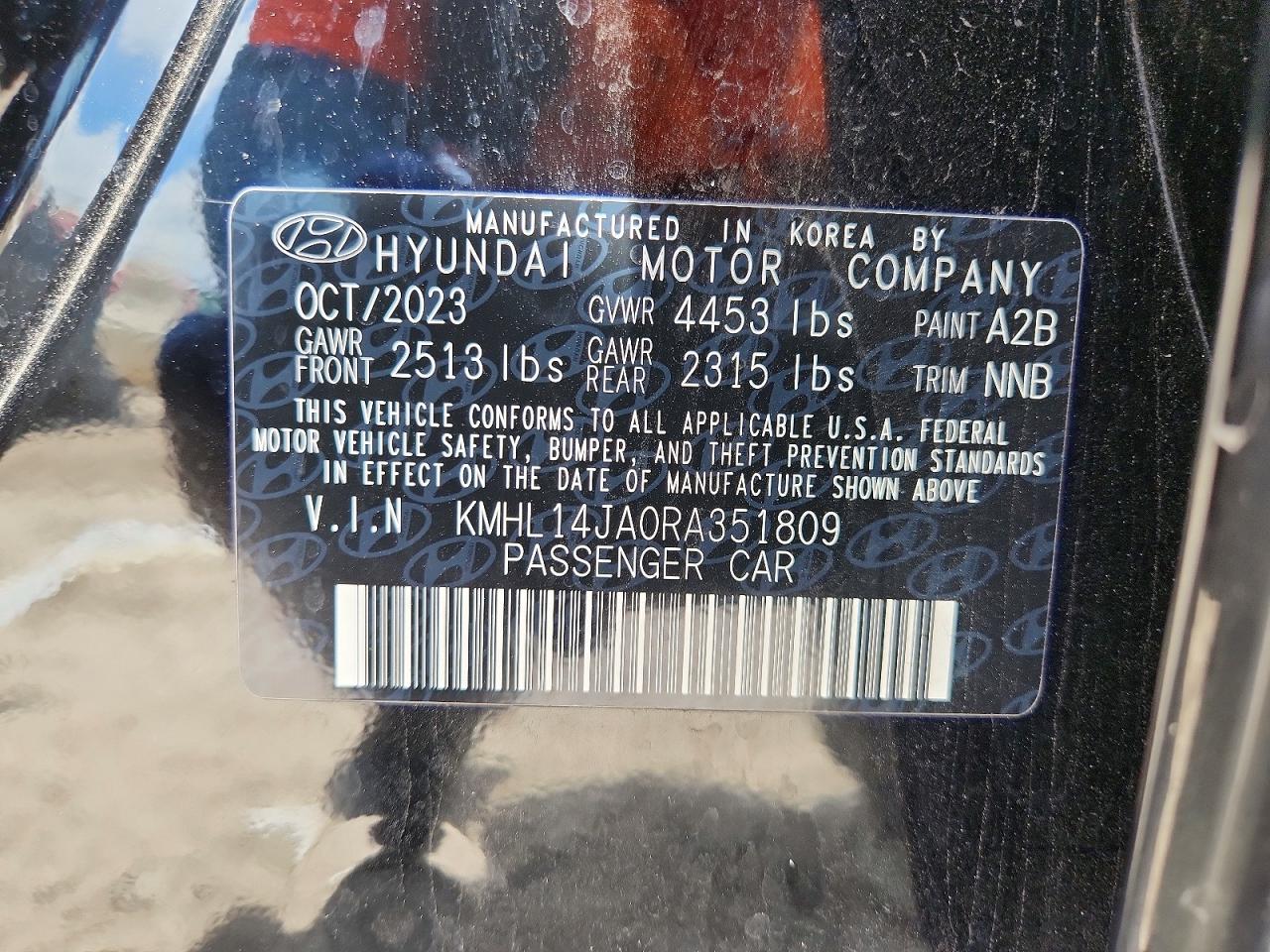 2024 Hyundai Sonata Sel Black vin: KMHL14JA0RA351809