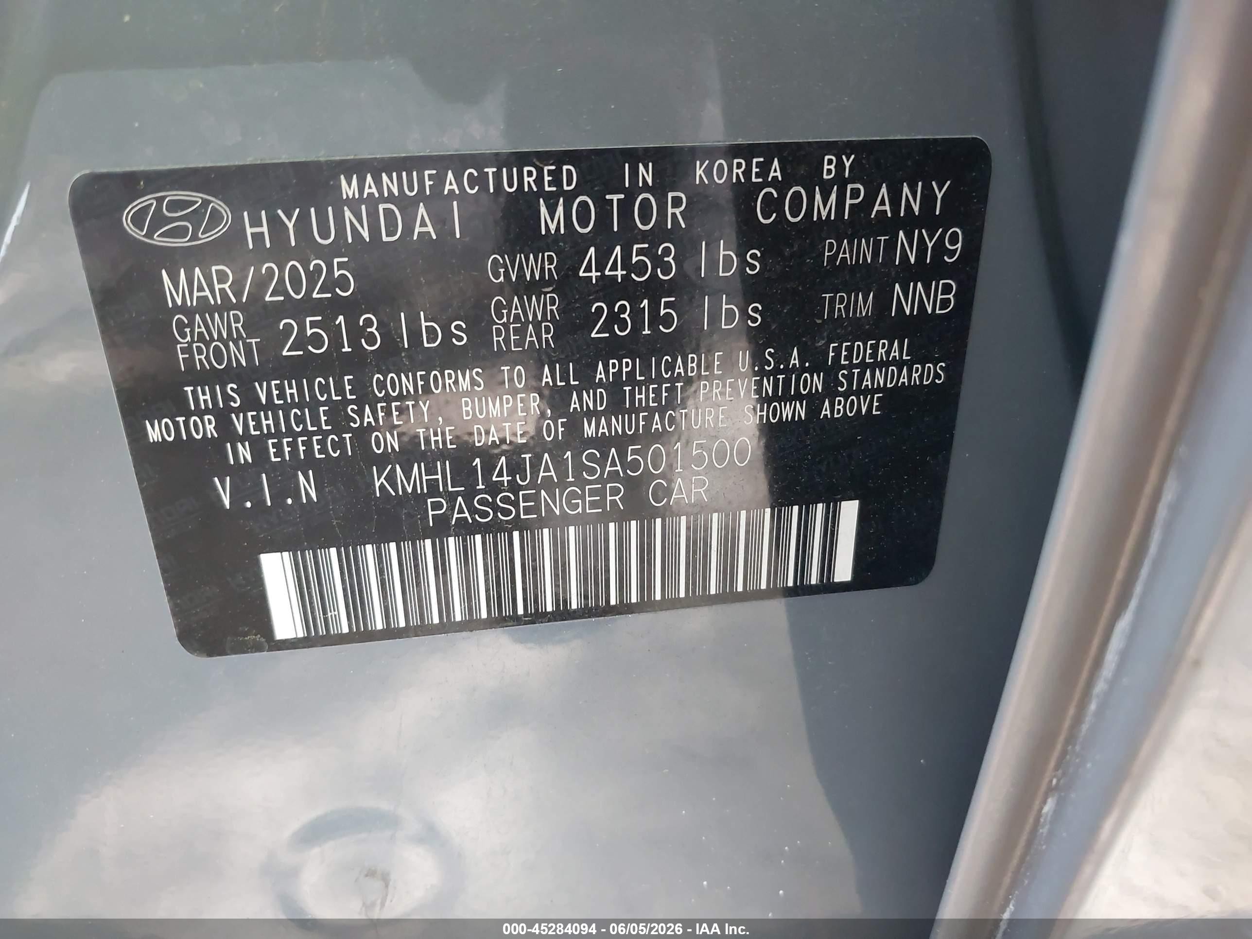 2025 Hyundai Sonata Sel Convenience Gray vin: KMHL14JA1SA501500