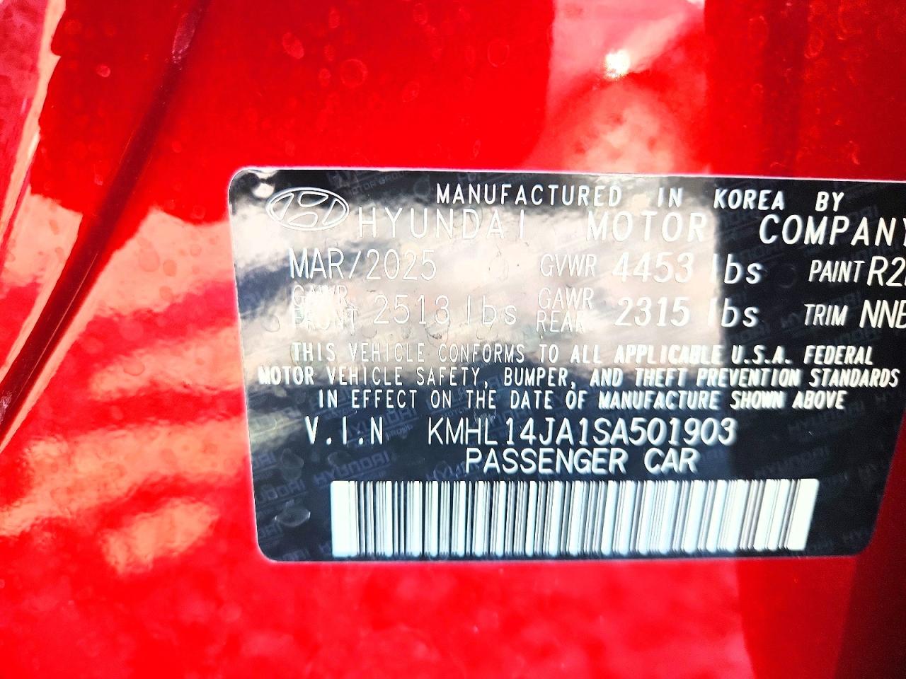 2025 Hyundai Sonata Sel Red vin: KMHL14JA1SA501903