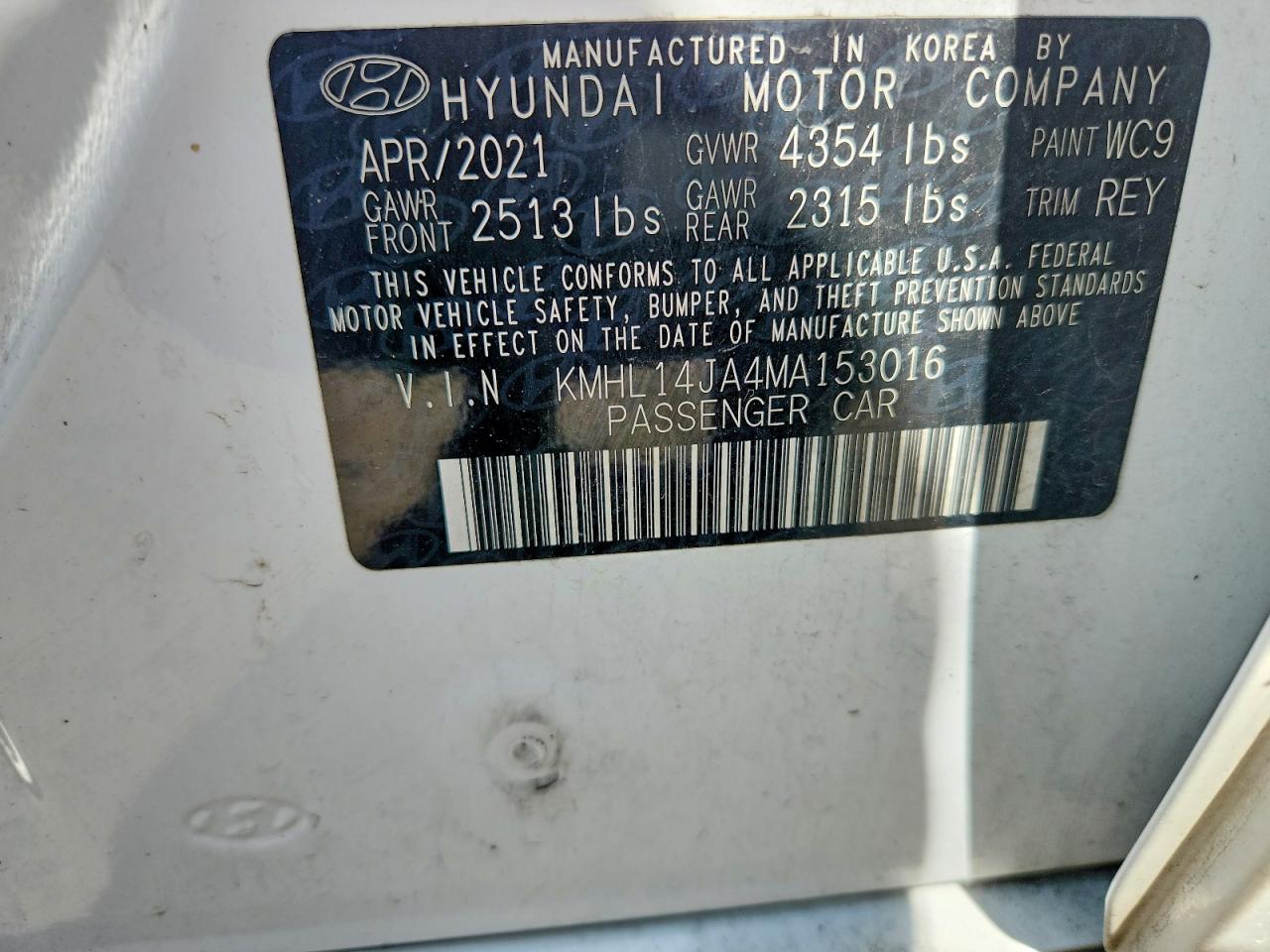 2021 Hyundai Sonata Sel Белый vin: KMHL14JA4MA153016