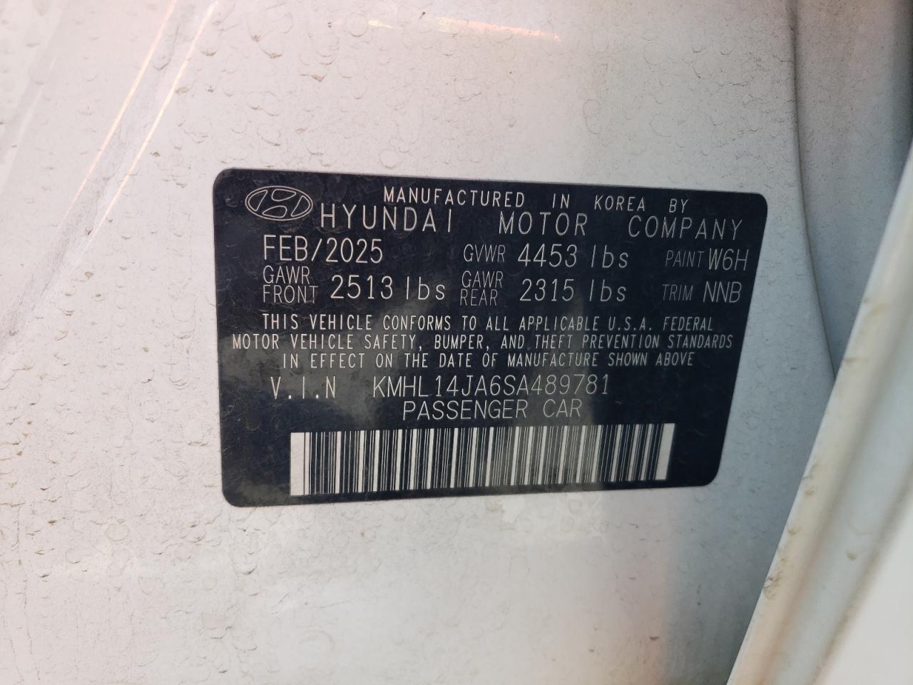 2025 Hyundai Sonata Sel Белый vin: KMHL14JA6SA489781