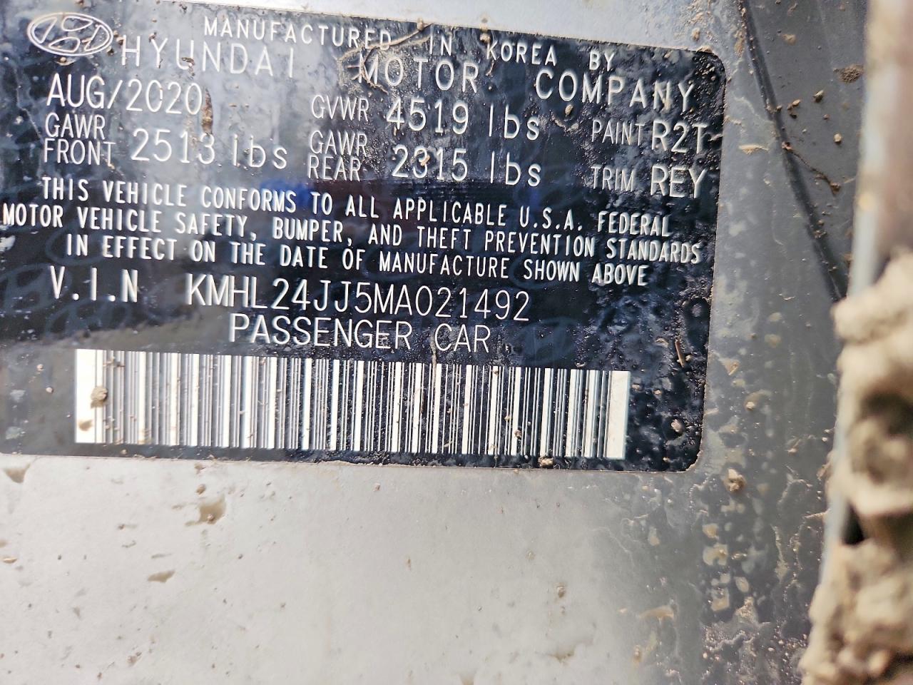 2021 Hyundai Sonata Hybrid Blue Silver vin: KMHL24JJ5MA021492