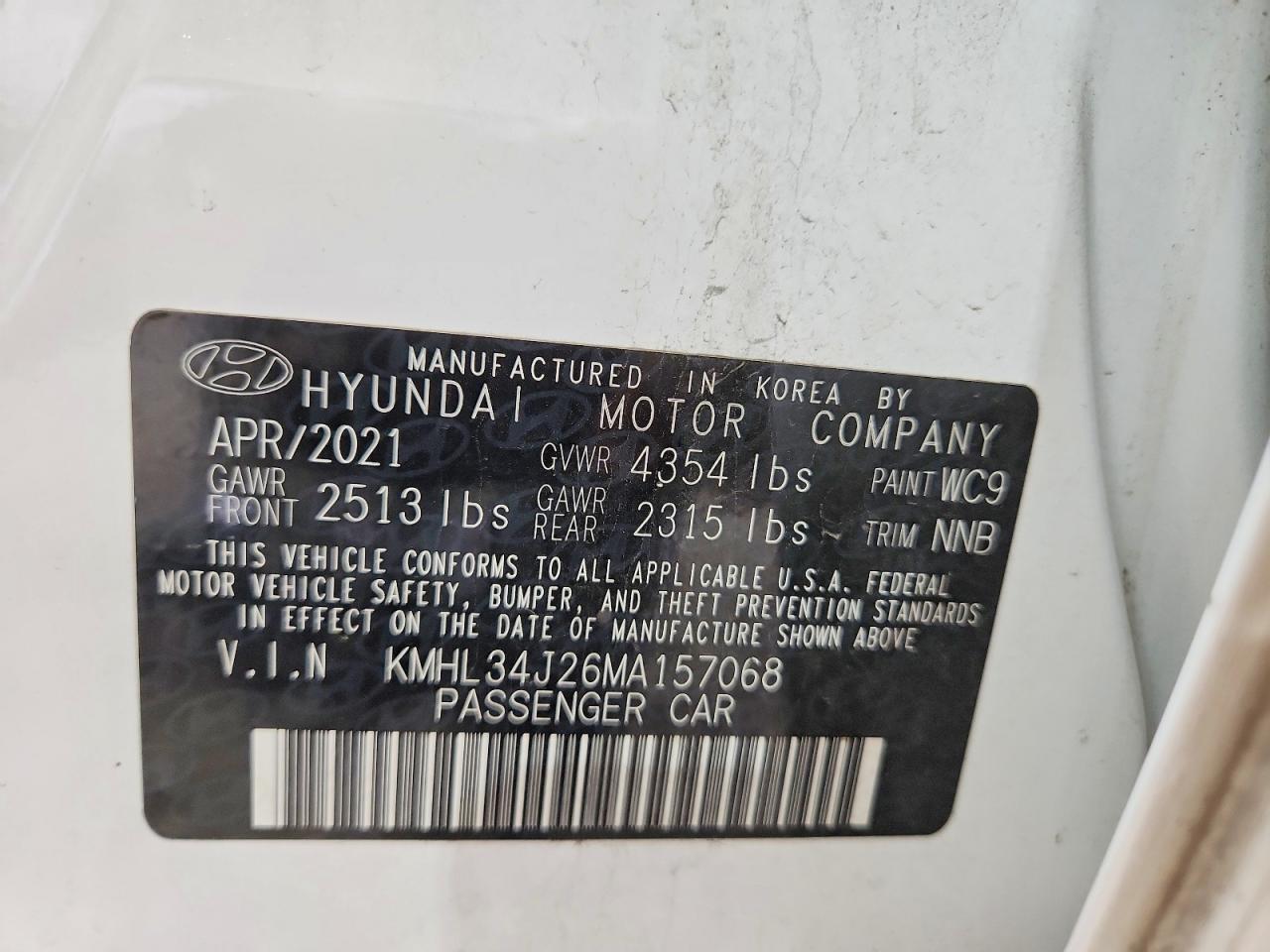 2021 Hyundai Sonata Limited White vin: KMHL34J26MA157068