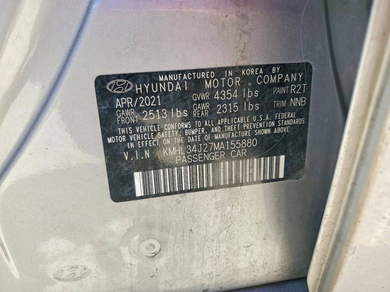 2021 Hyundai Sonata Limited Серебряный vin: KMHL34J27MA155880
