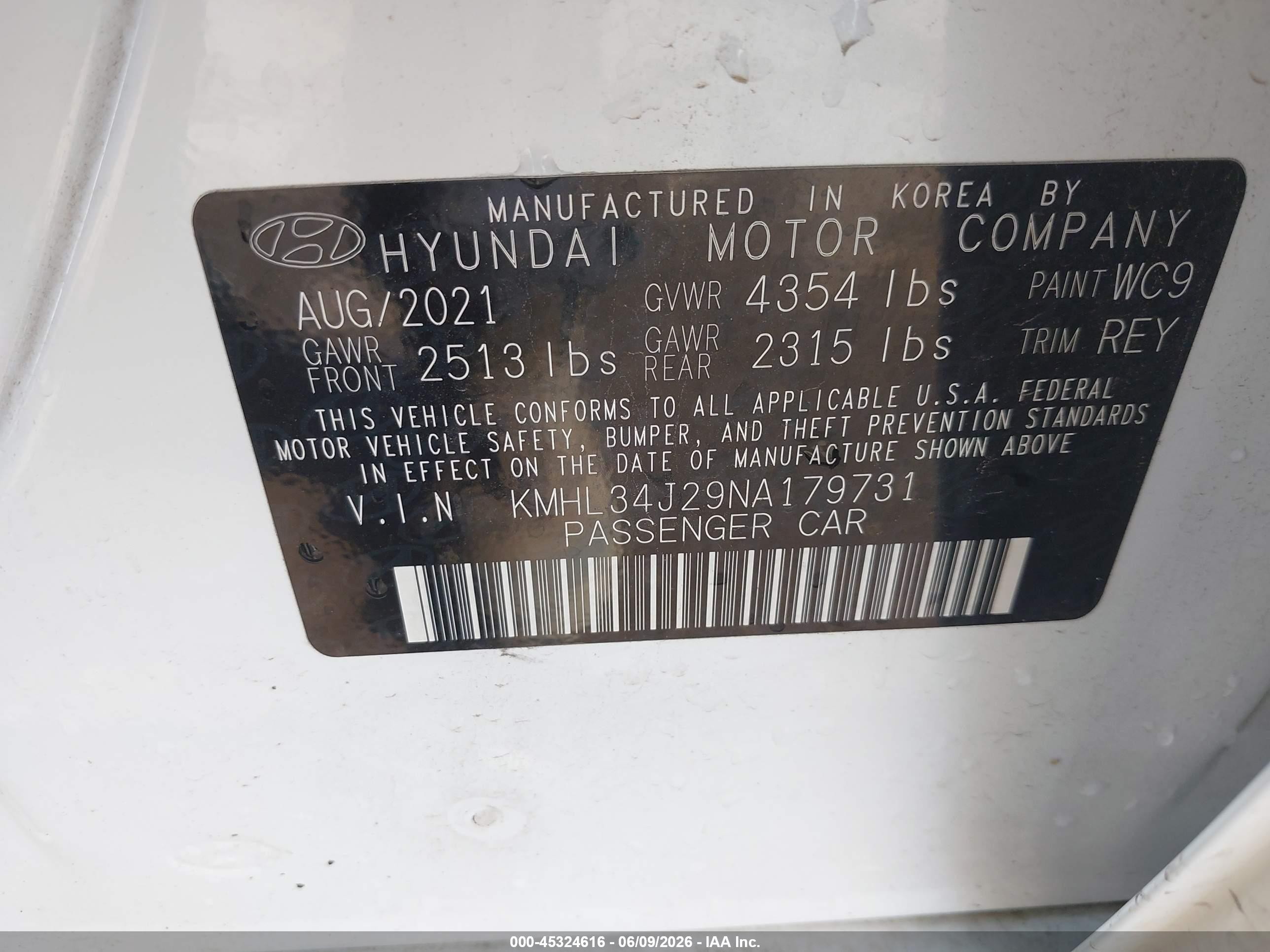 2022 Hyundai Sonata Limited White vin: KMHL34J29NA179731