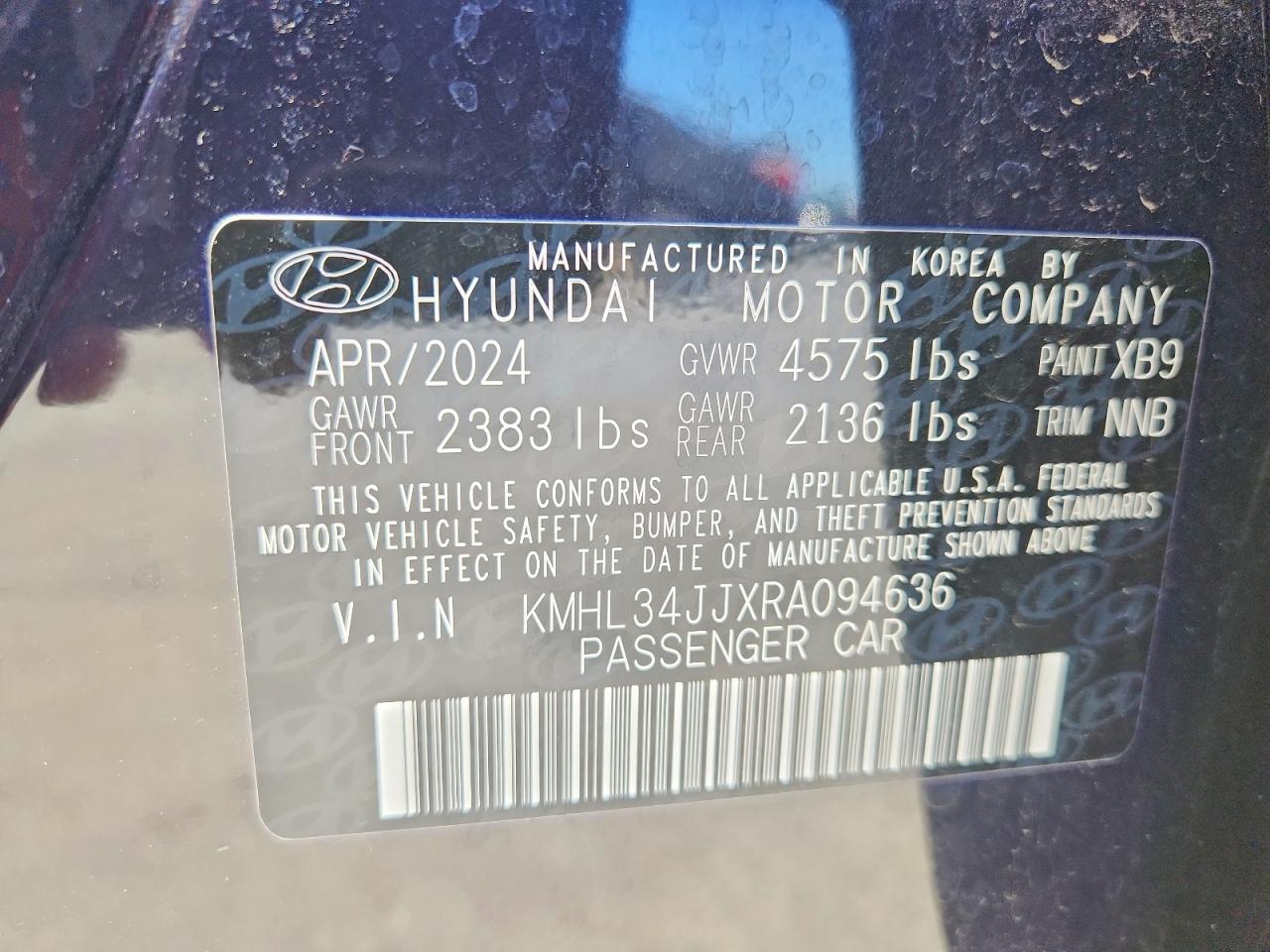 2024 Hyundai Sonata Hybrid Sel Purple vin: KMHL34JJXRA094636