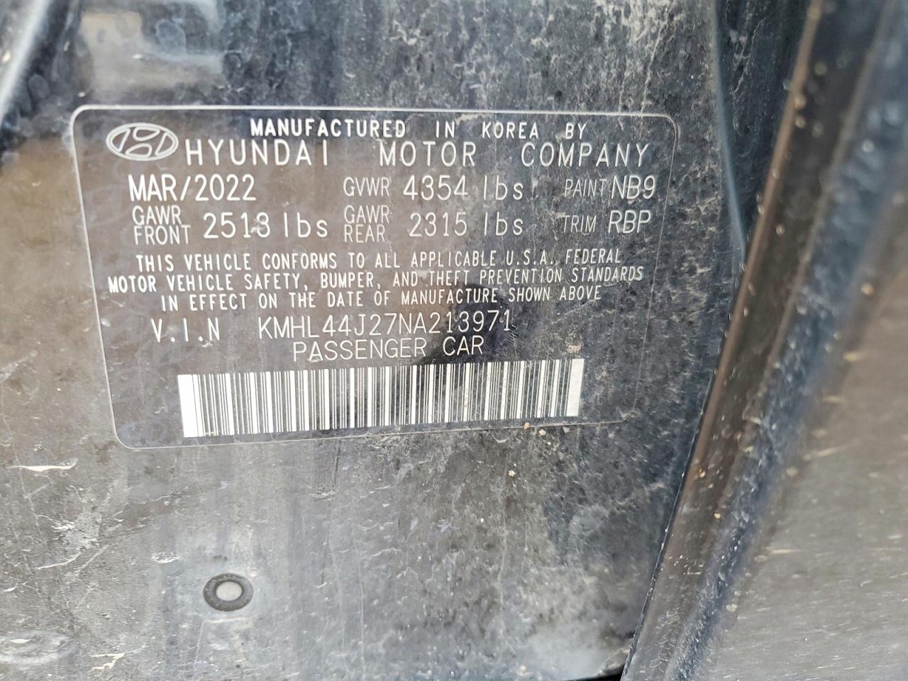 2022 Hyundai Sonata Sel Plus Black vin: KMHL44J27NA213971