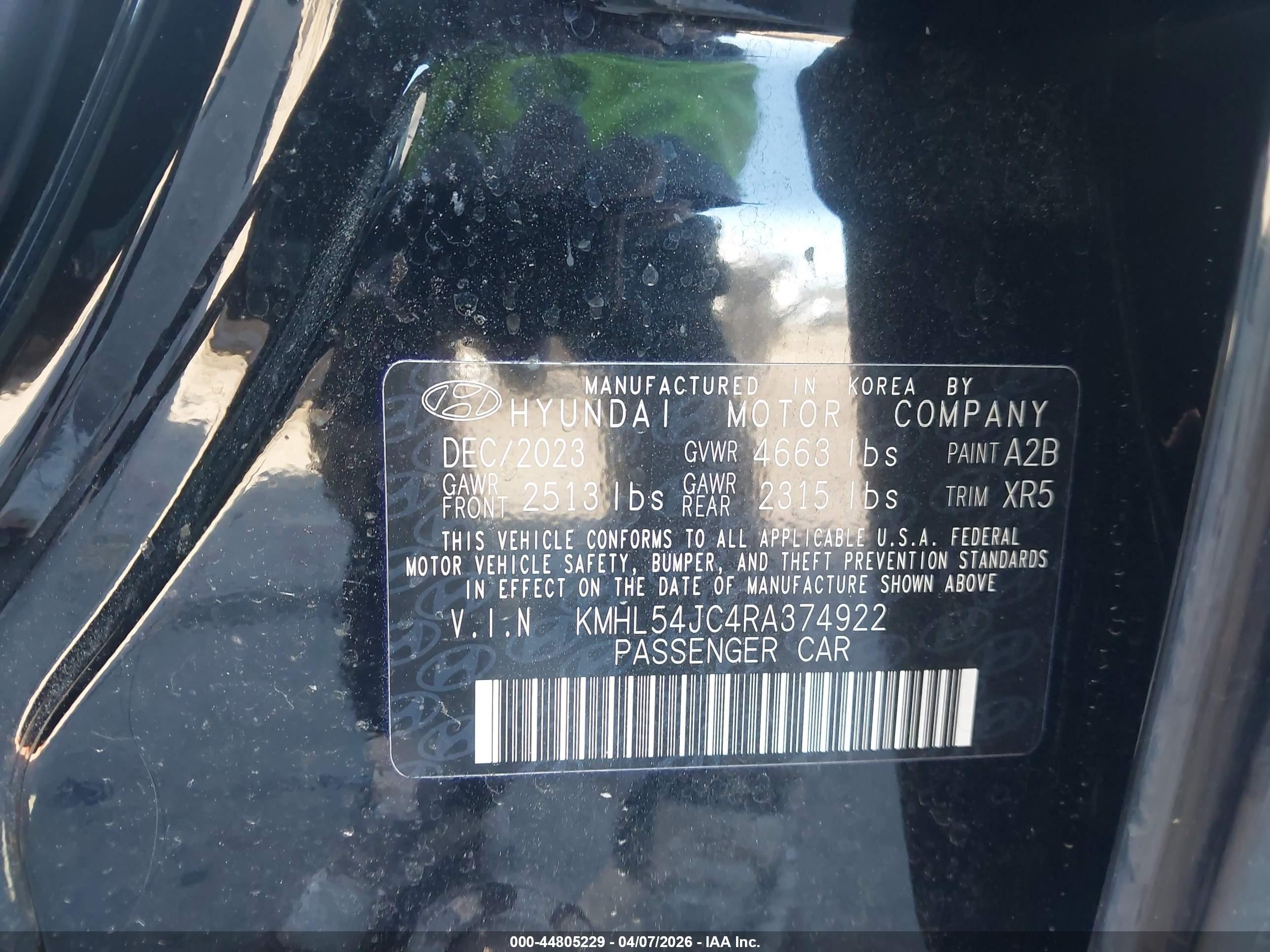 2024 Hyundai Sonata N Line Black vin: KMHL54JC4RA374922