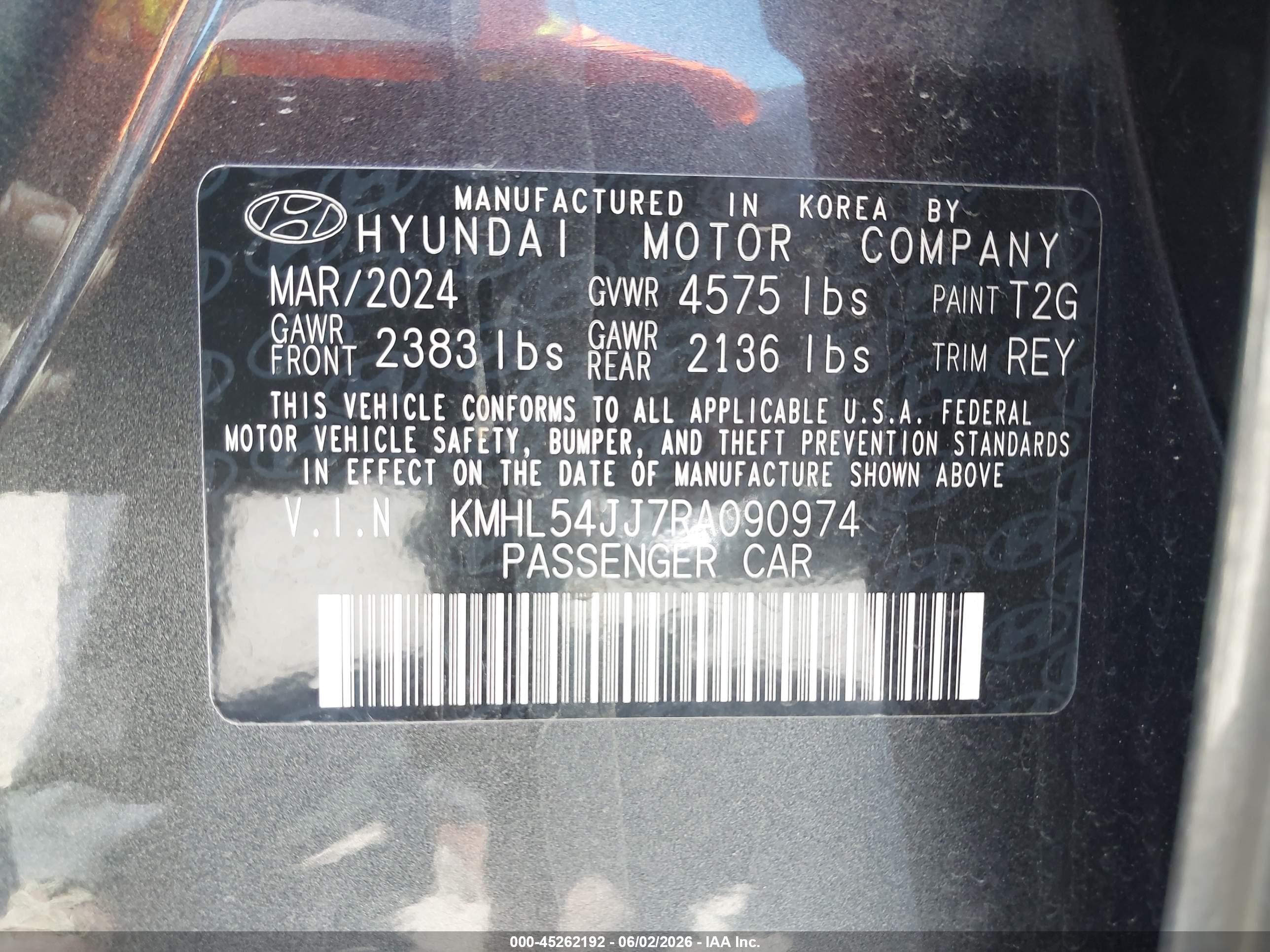 2024 Hyundai Sonata Hybrid Limited Gray vin: KMHL54JJ7RA090974