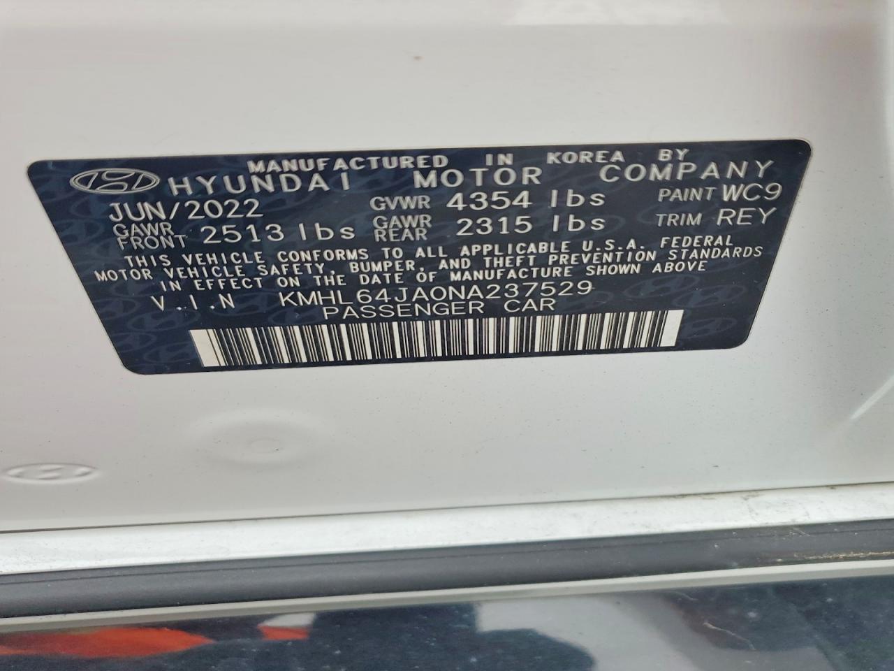 2022 Hyundai Sonata Sel White vin: KMHL64JA0NA237529