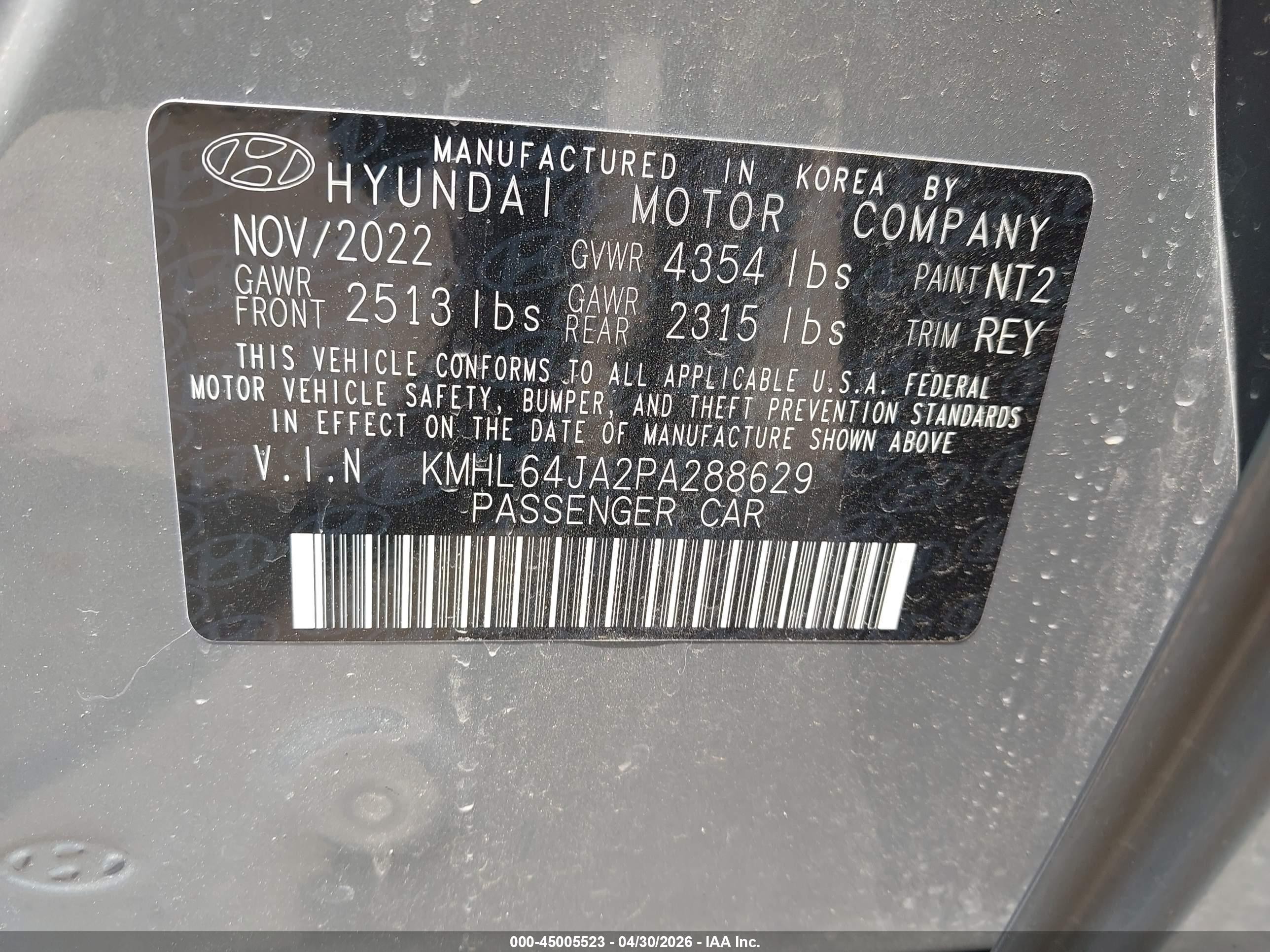 2023 Hyundai Sonata Sel Gray vin: KMHL64JA2PA288629