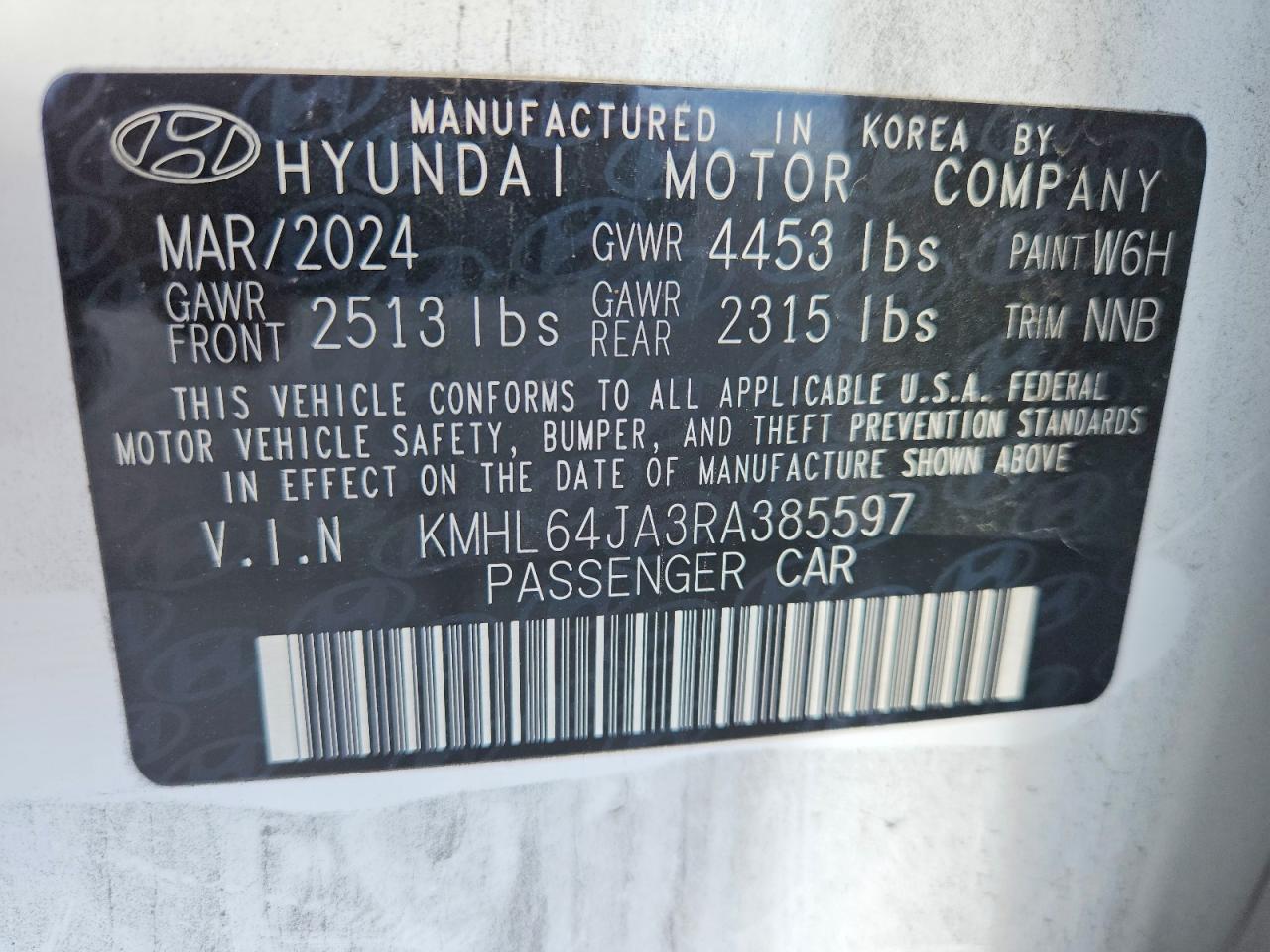 2024 Hyundai Sonata Sel White vin: KMHL64JA3RA385597