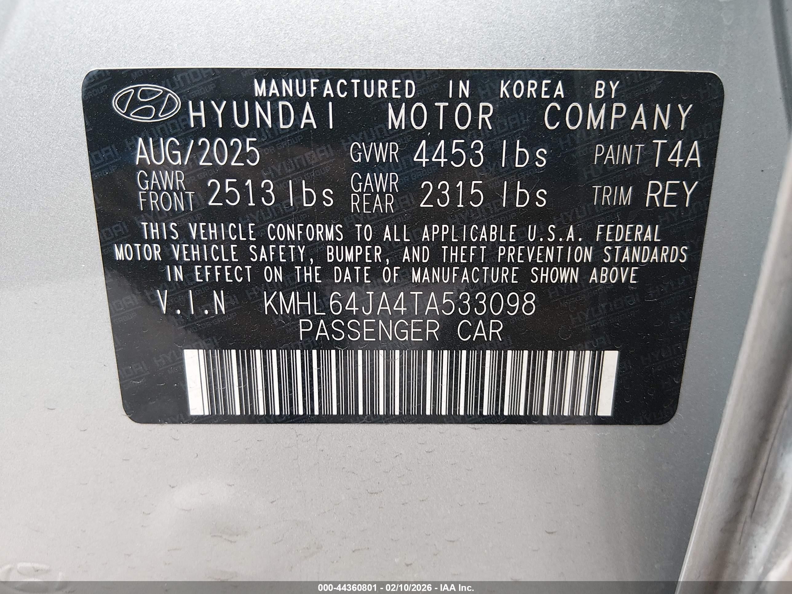 2026 Hyundai Sonata Sel Sport Серый vin: KMHL64JA4TA533098
