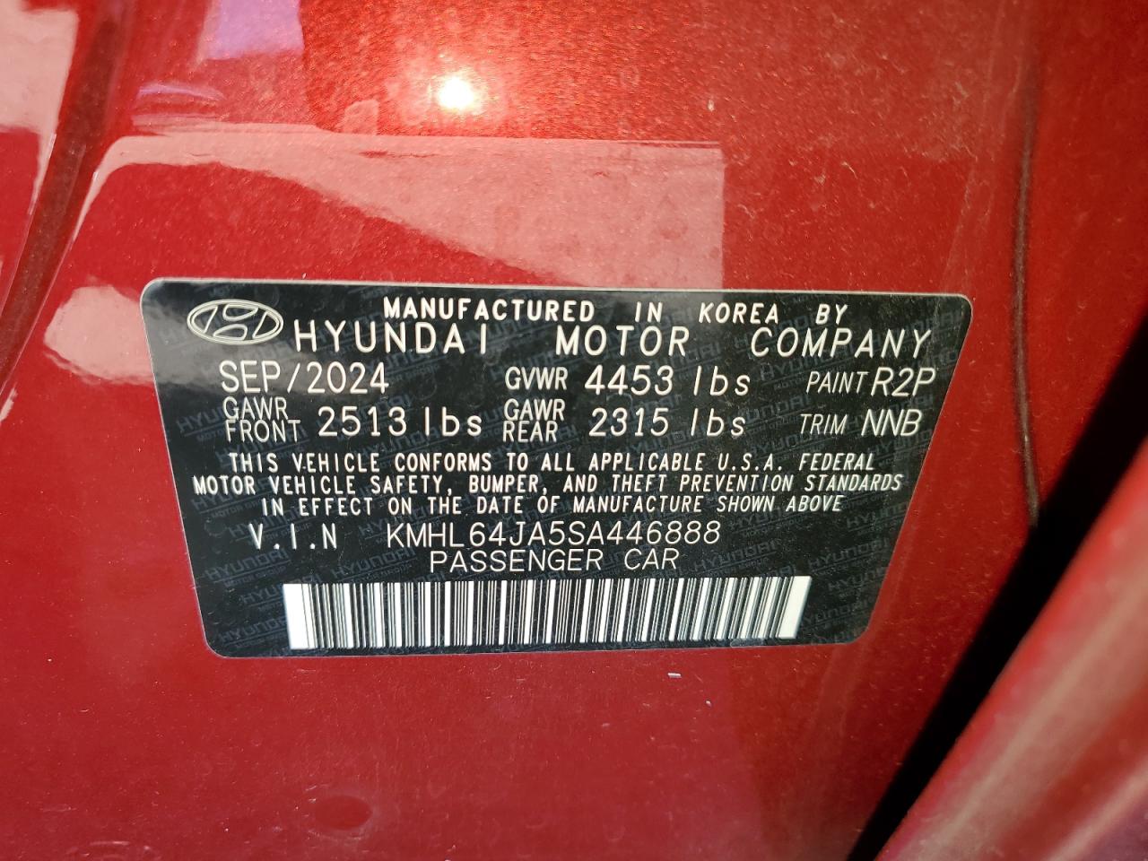 2025 Hyundai Sonata Sel Красный vin: KMHL64JA5SA446888