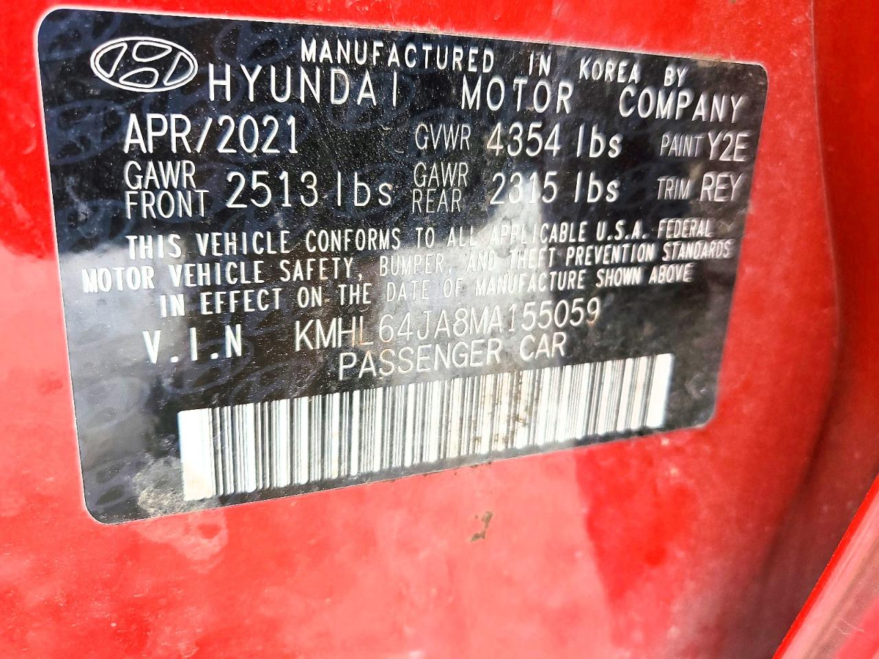 2021 Hyundai Sonata Sel Red vin: KMHL64JA8MA155059