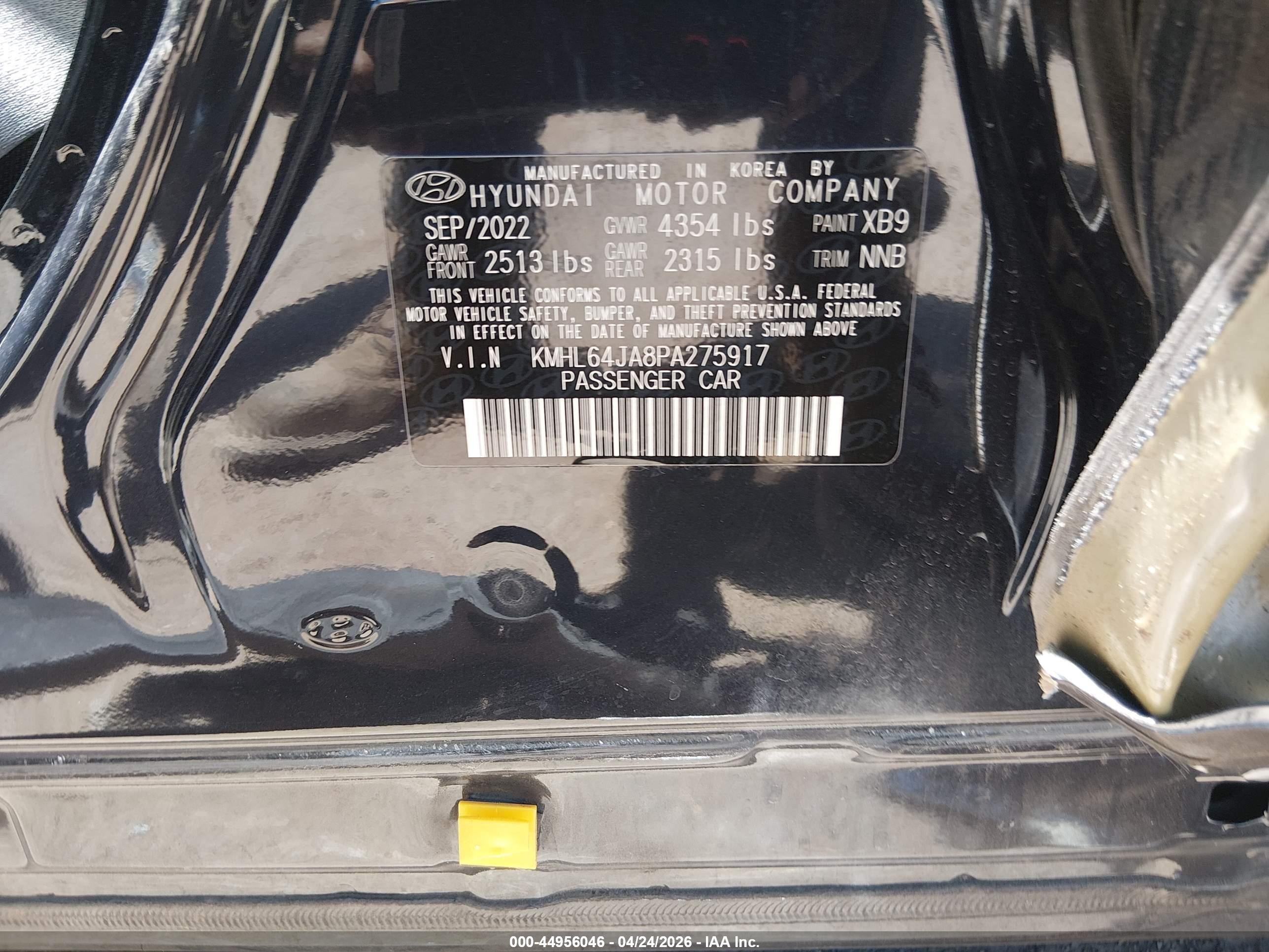 2023 Hyundai Sonata Sel Black vin: KMHL64JA8PA275917