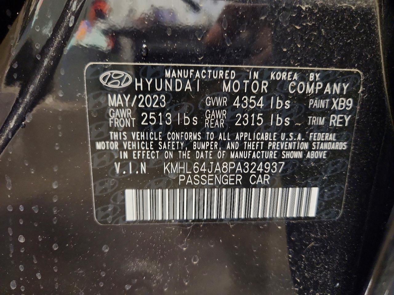 2023 Hyundai Sonata Sel Черный vin: KMHL64JA8PA324937